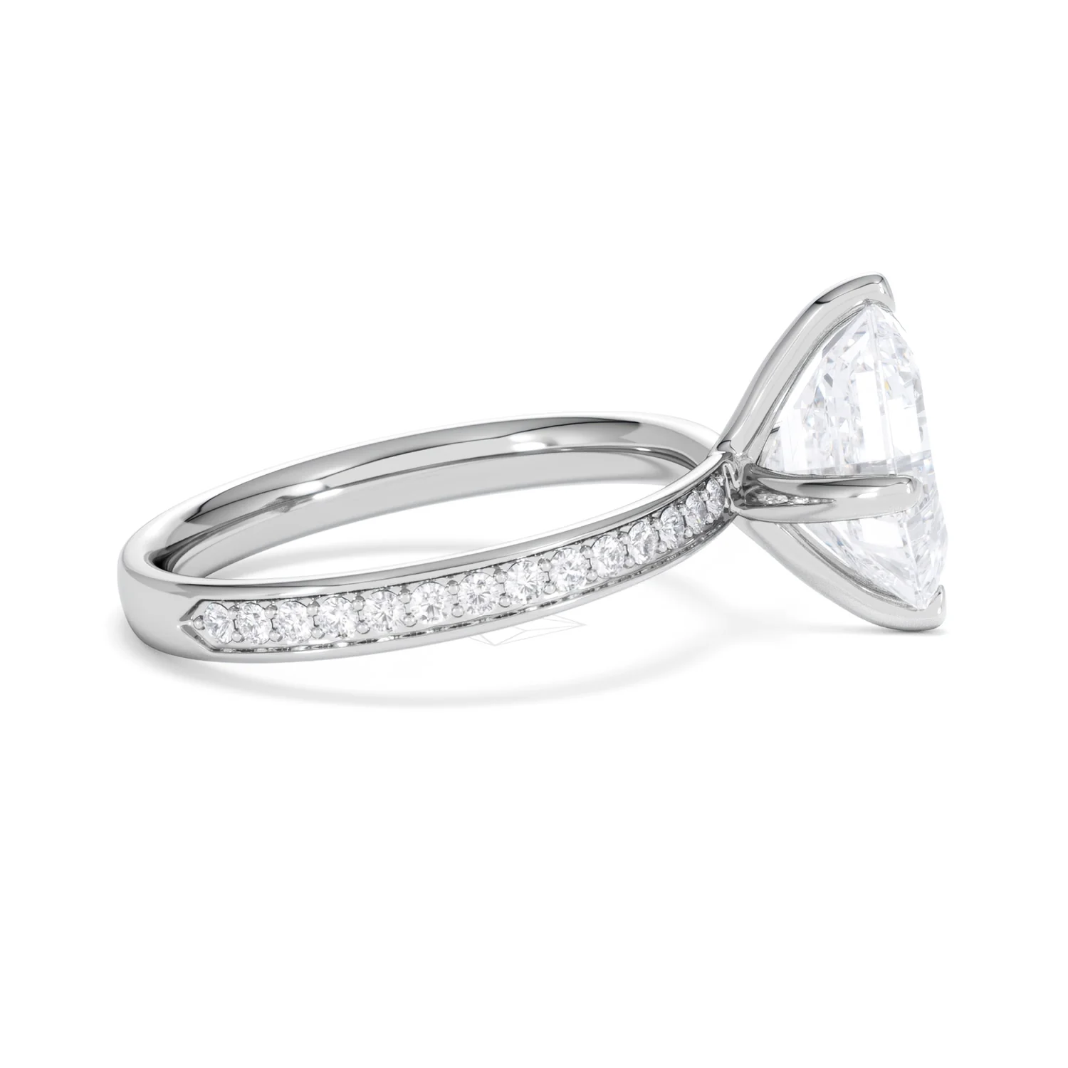 Origin Twist 3.00ct Asscher Cut Lab Diamond Solitaire Engagement Ring with Side Stones in Platinum - Image 26