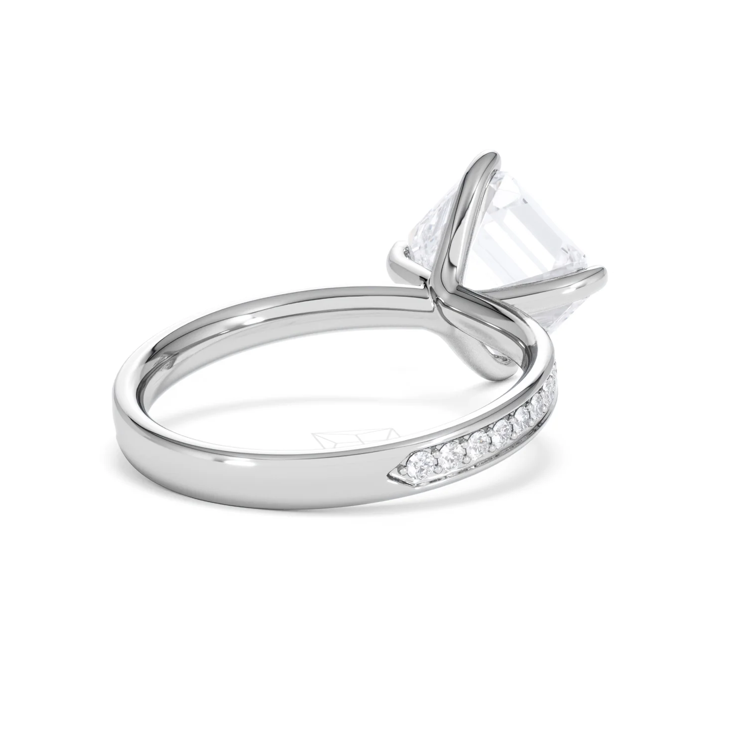 Origin Twist 3.00ct Asscher Cut Lab Diamond Solitaire Engagement Ring with Side Stones in Platinum - Image 40