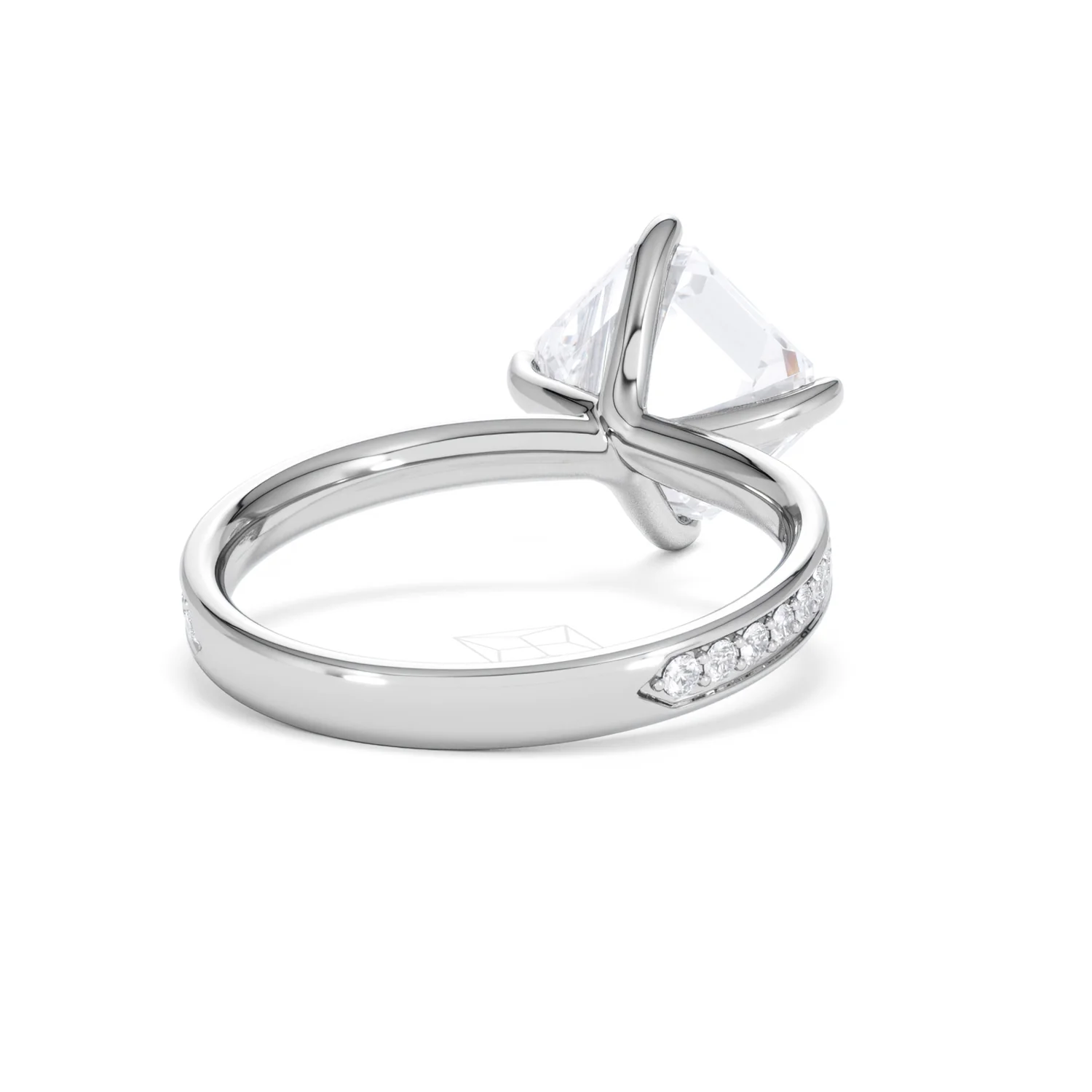 Origin Twist 3.00ct Asscher Cut Lab Diamond Solitaire Engagement Ring with Side Stones in Platinum - Image 42