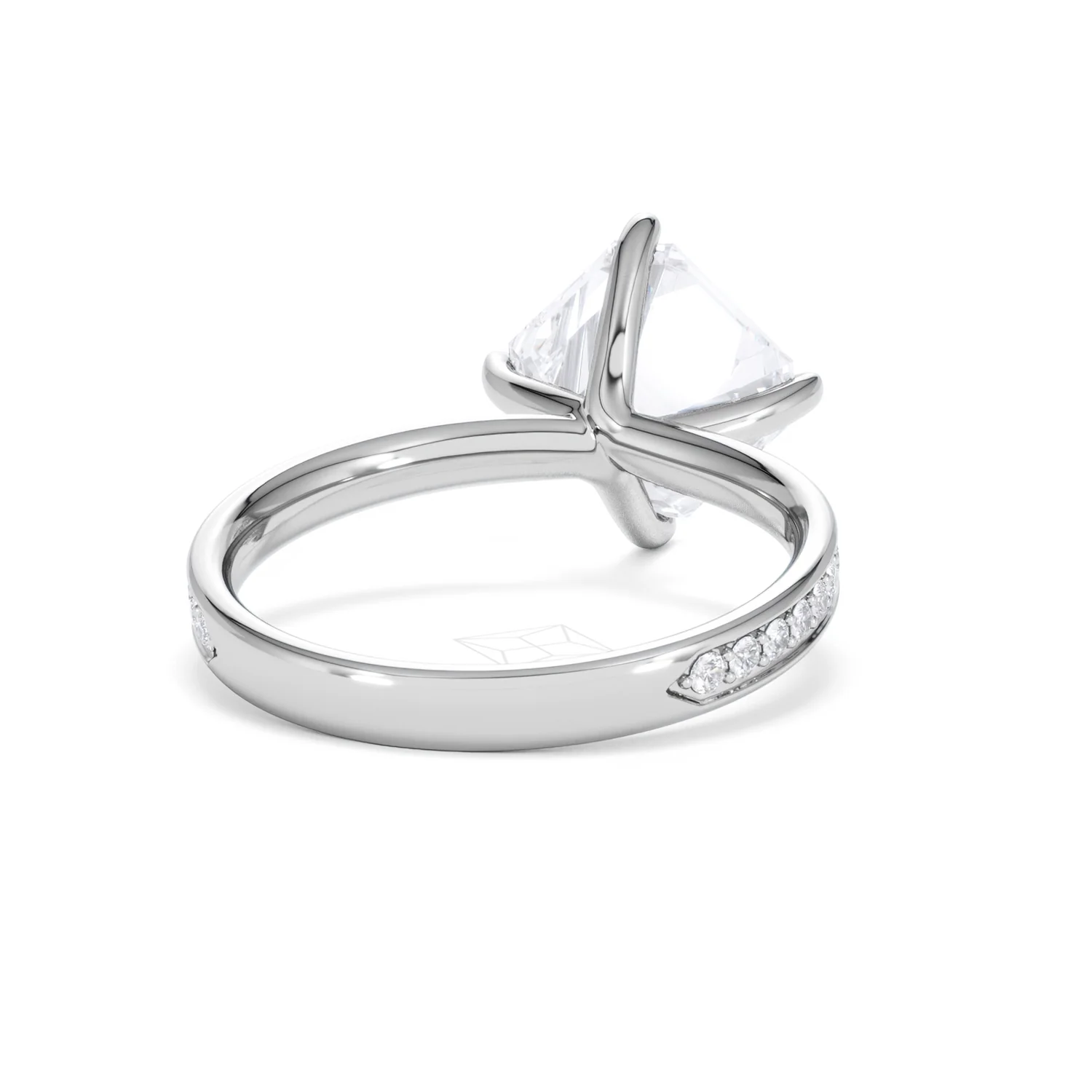 Origin Twist 3.00ct Asscher Cut Lab Diamond Solitaire Engagement Ring with Side Stones in Platinum - Image 43