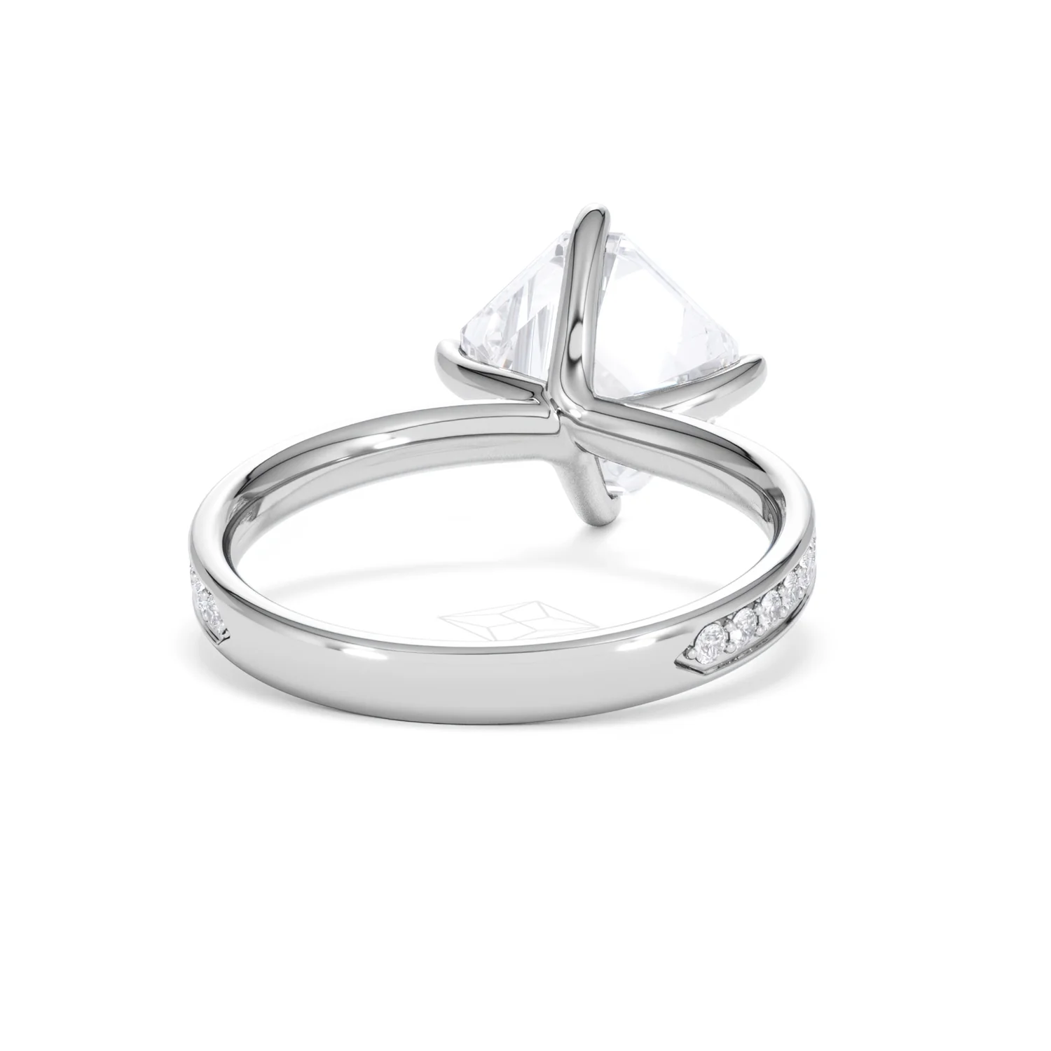 Origin Twist 3.00ct Asscher Cut Lab Diamond Solitaire Engagement Ring with Side Stones in Platinum - Image 44