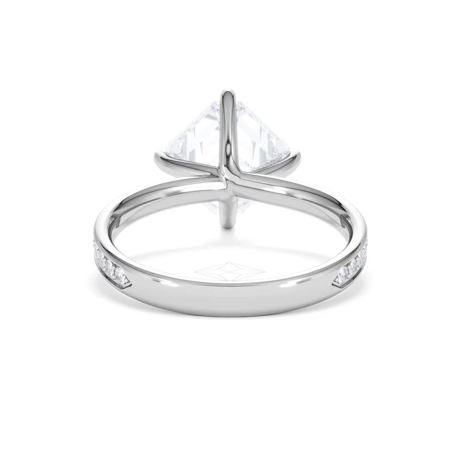 Origin Twist 3.00ct Asscher Cut Lab Diamond Solitaire Engagement Ring with Side Stones in Platinum - Image 47