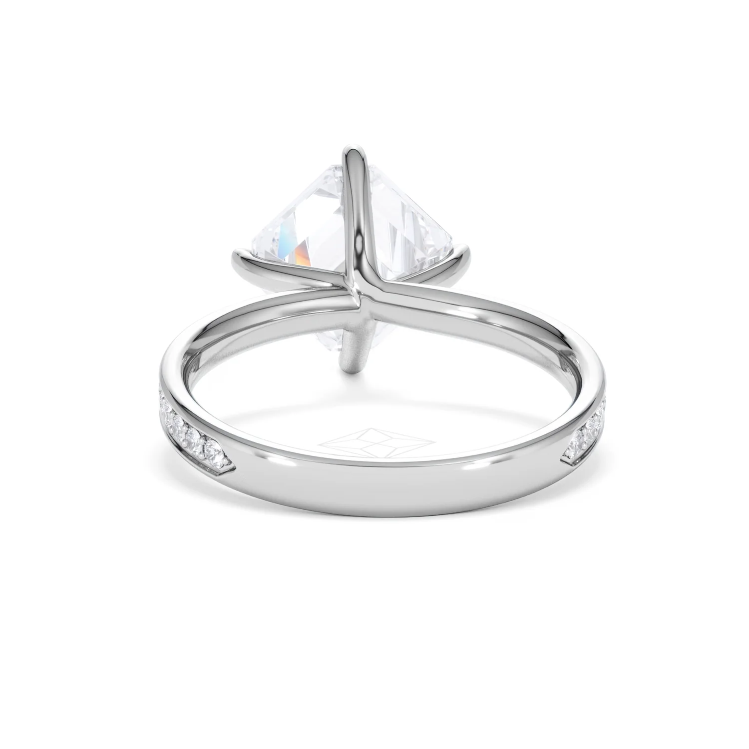 Origin Twist 3.00ct Asscher Cut Lab Diamond Solitaire Engagement Ring with Side Stones in Platinum - Image 48