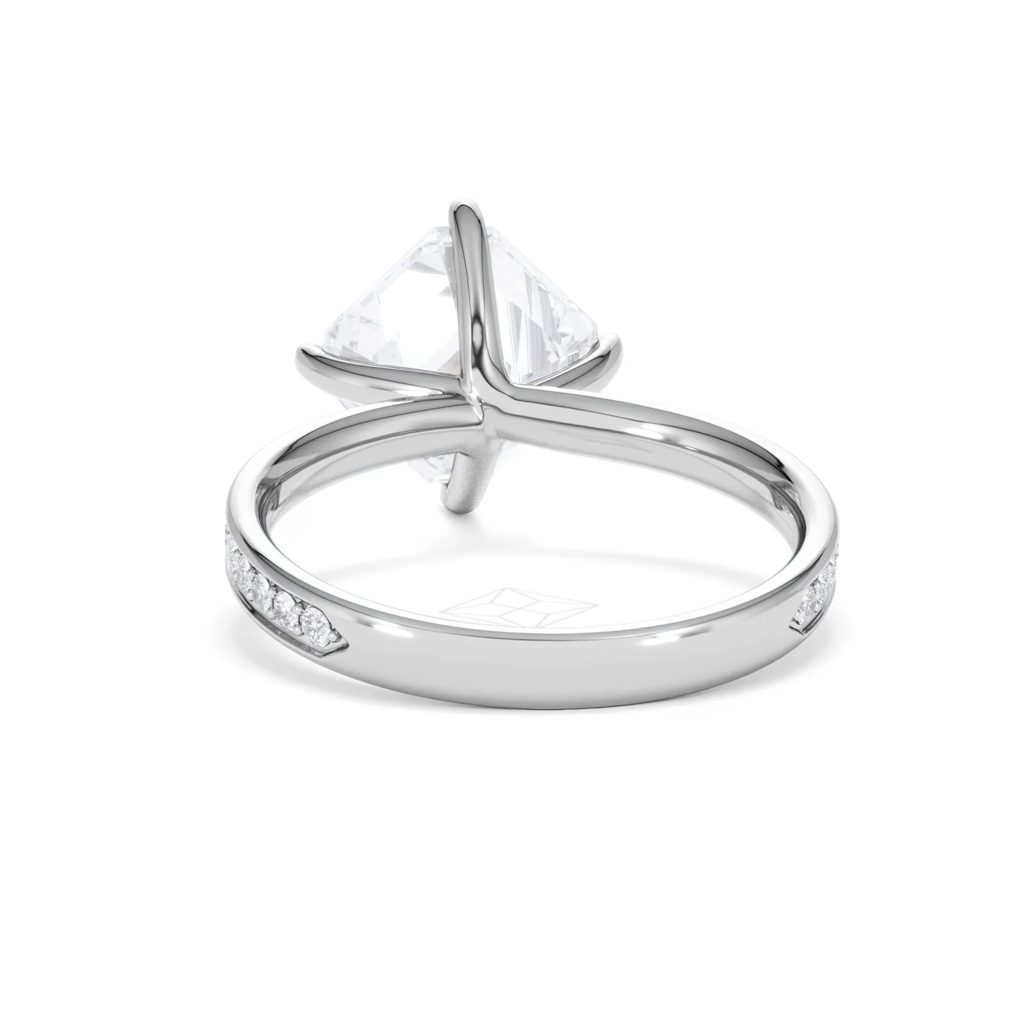 Origin Twist 3.00ct Asscher Cut Lab Diamond Solitaire Engagement Ring with Side Stones in Platinum - Image 49