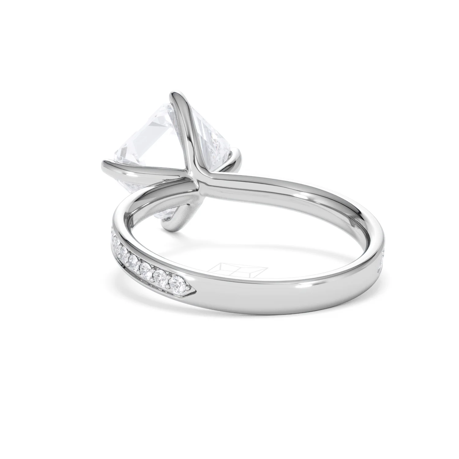 Origin Twist 3.00ct Asscher Cut Lab Diamond Solitaire Engagement Ring with Side Stones in Platinum - Image 52