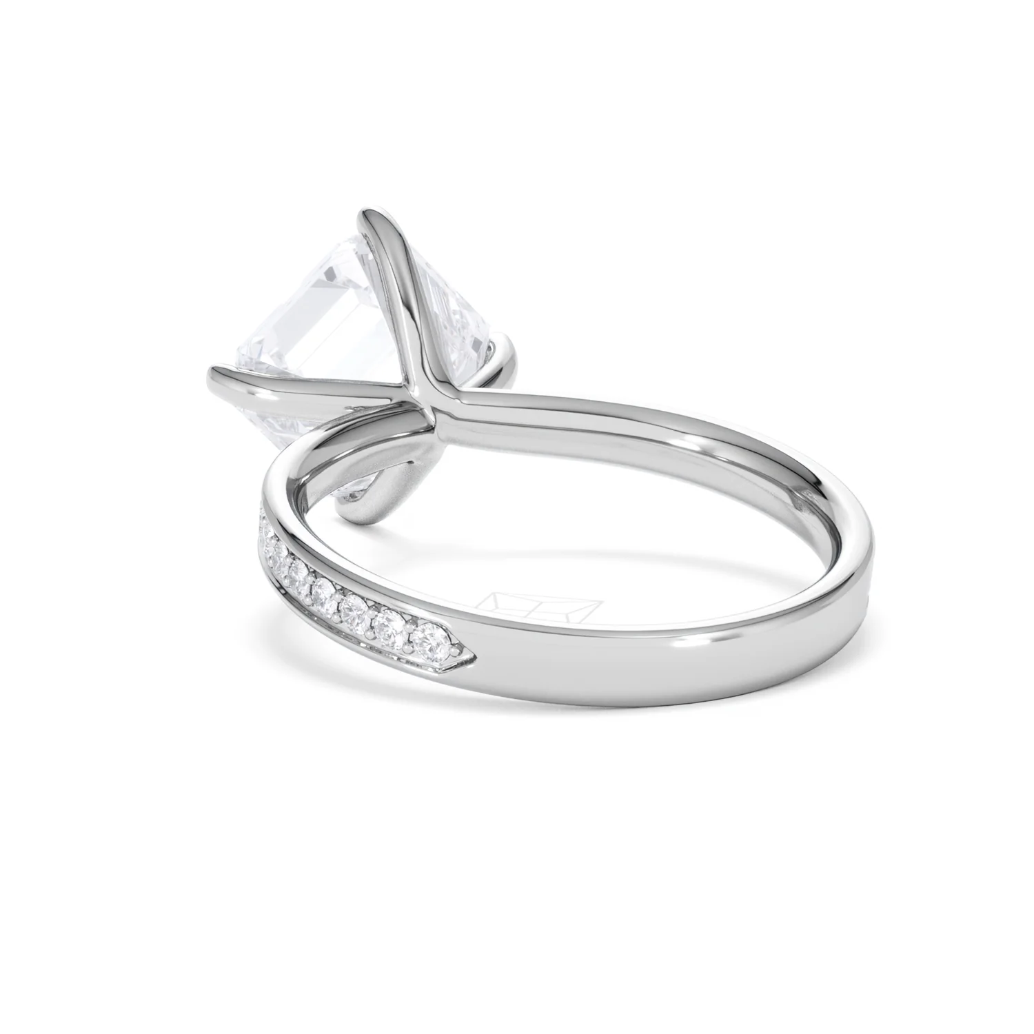 Origin Twist 3.00ct Asscher Cut Lab Diamond Solitaire Engagement Ring with Side Stones in Platinum - Image 53
