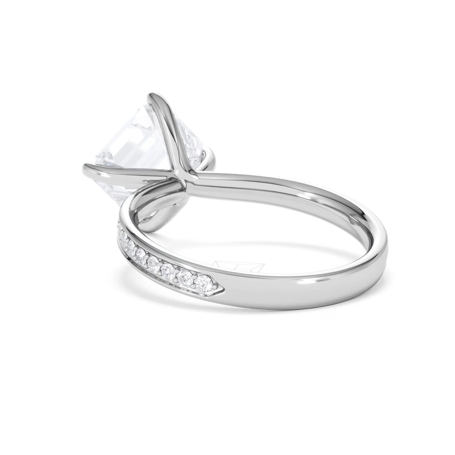 Origin Twist 3.00ct Asscher Cut Lab Diamond Solitaire Engagement Ring with Side Stones in Platinum - Image 54