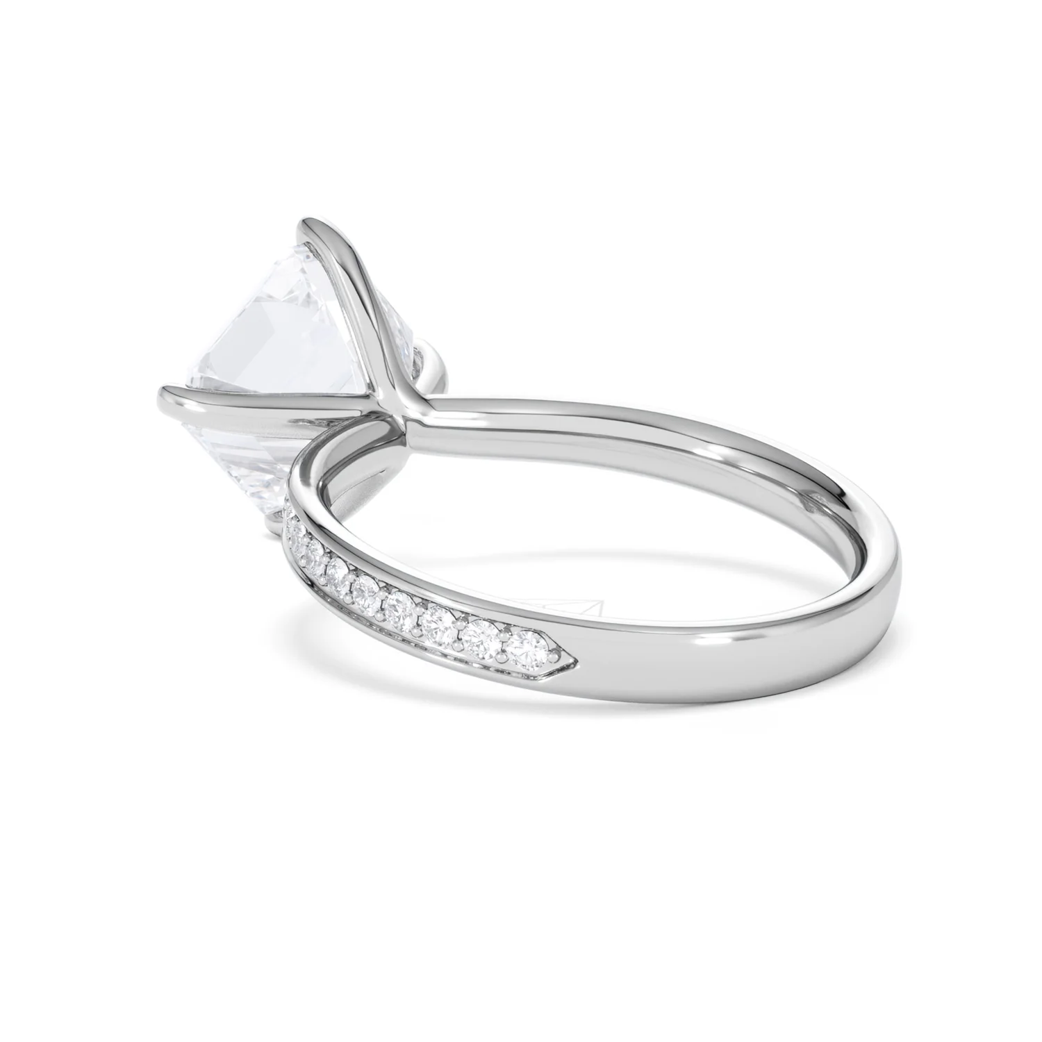 Origin Twist 3.00ct Asscher Cut Lab Diamond Solitaire Engagement Ring with Side Stones in Platinum - Image 56