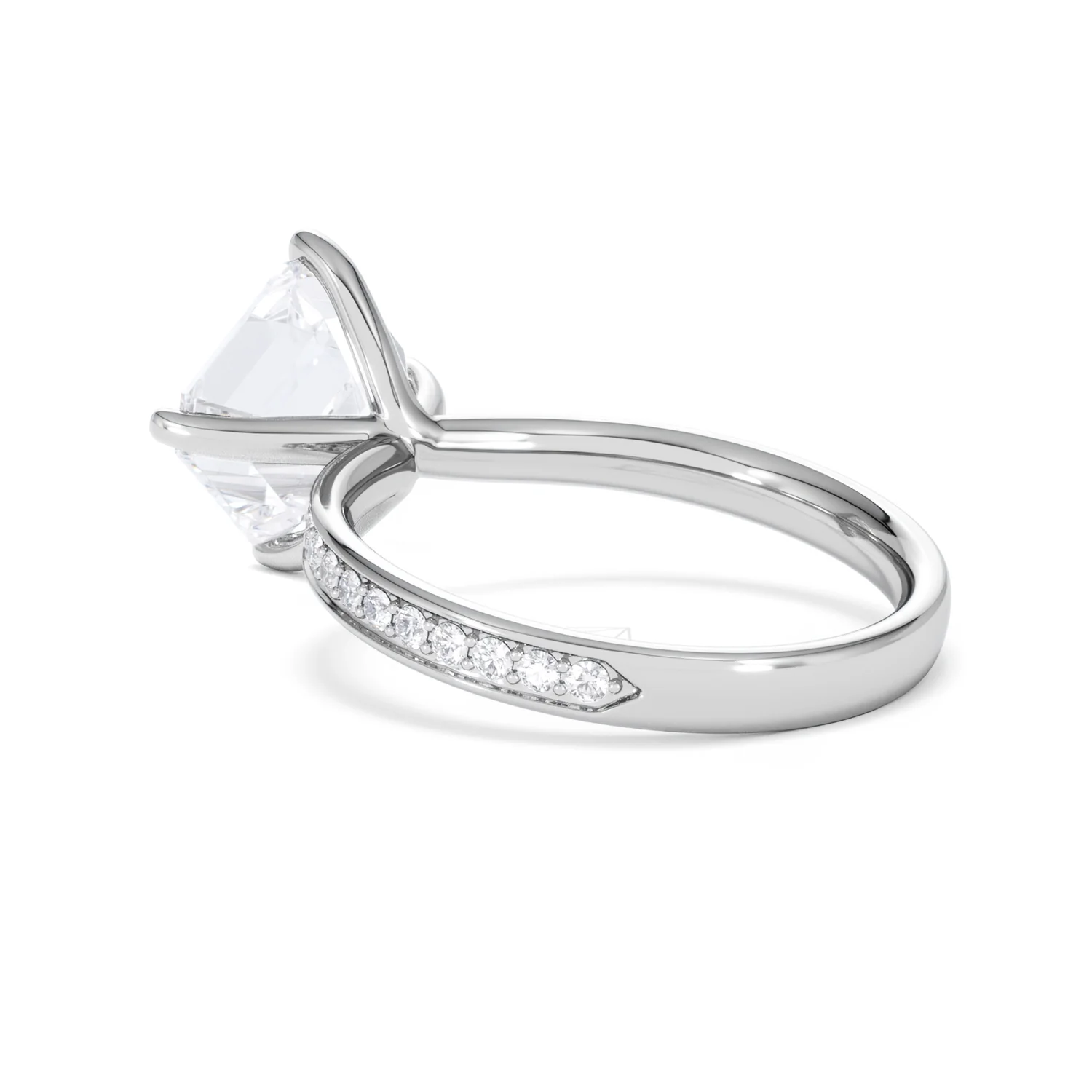 Origin Twist 3.00ct Asscher Cut Lab Diamond Solitaire Engagement Ring with Side Stones in Platinum - Image 57
