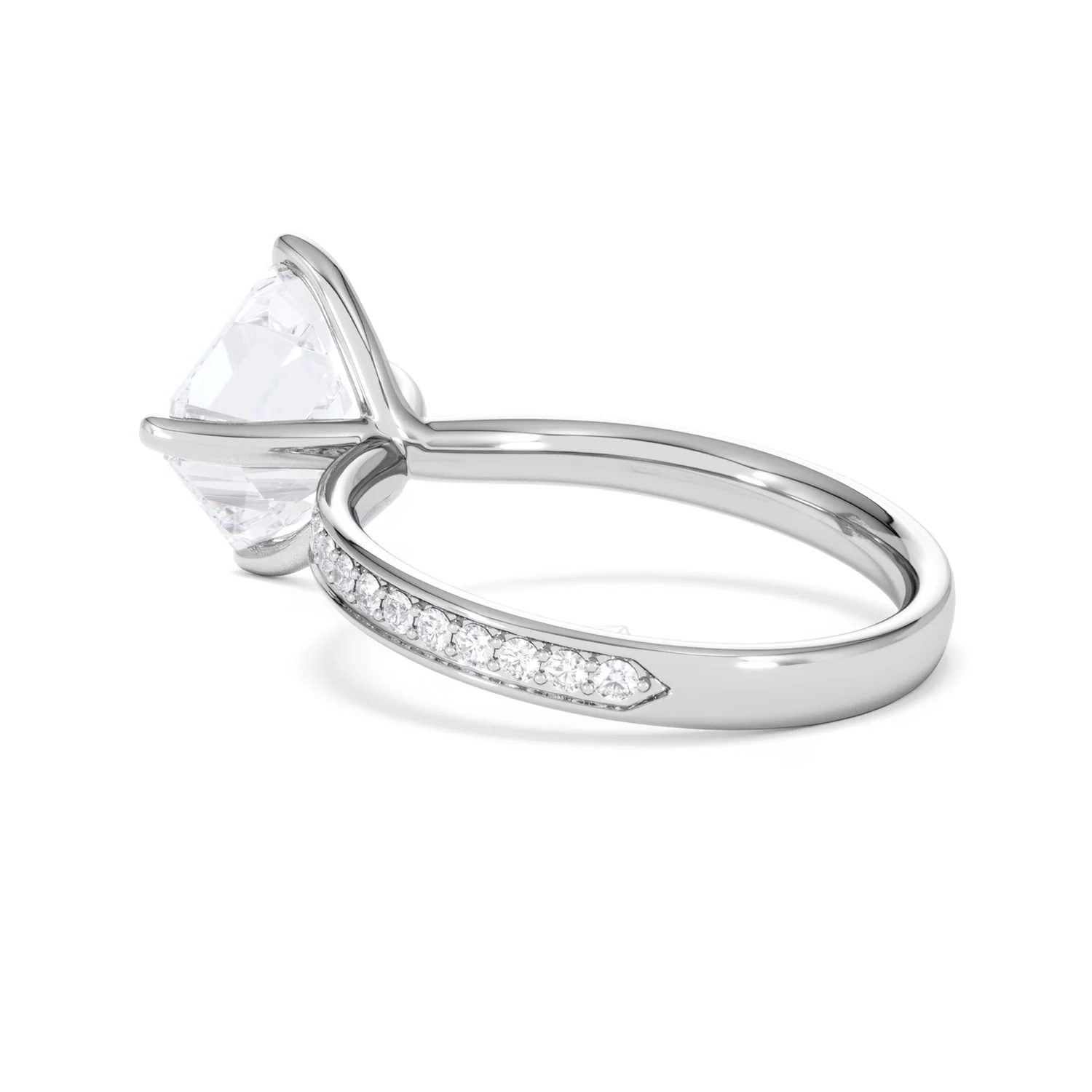 Origin Twist 3.00ct Asscher Cut Lab Diamond Solitaire Engagement Ring with Side Stones in Platinum - Image 58