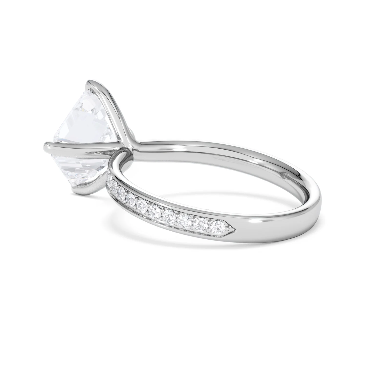 Origin Twist 3.00ct Asscher Cut Lab Diamond Solitaire Engagement Ring with Side Stones in Platinum - Image 59