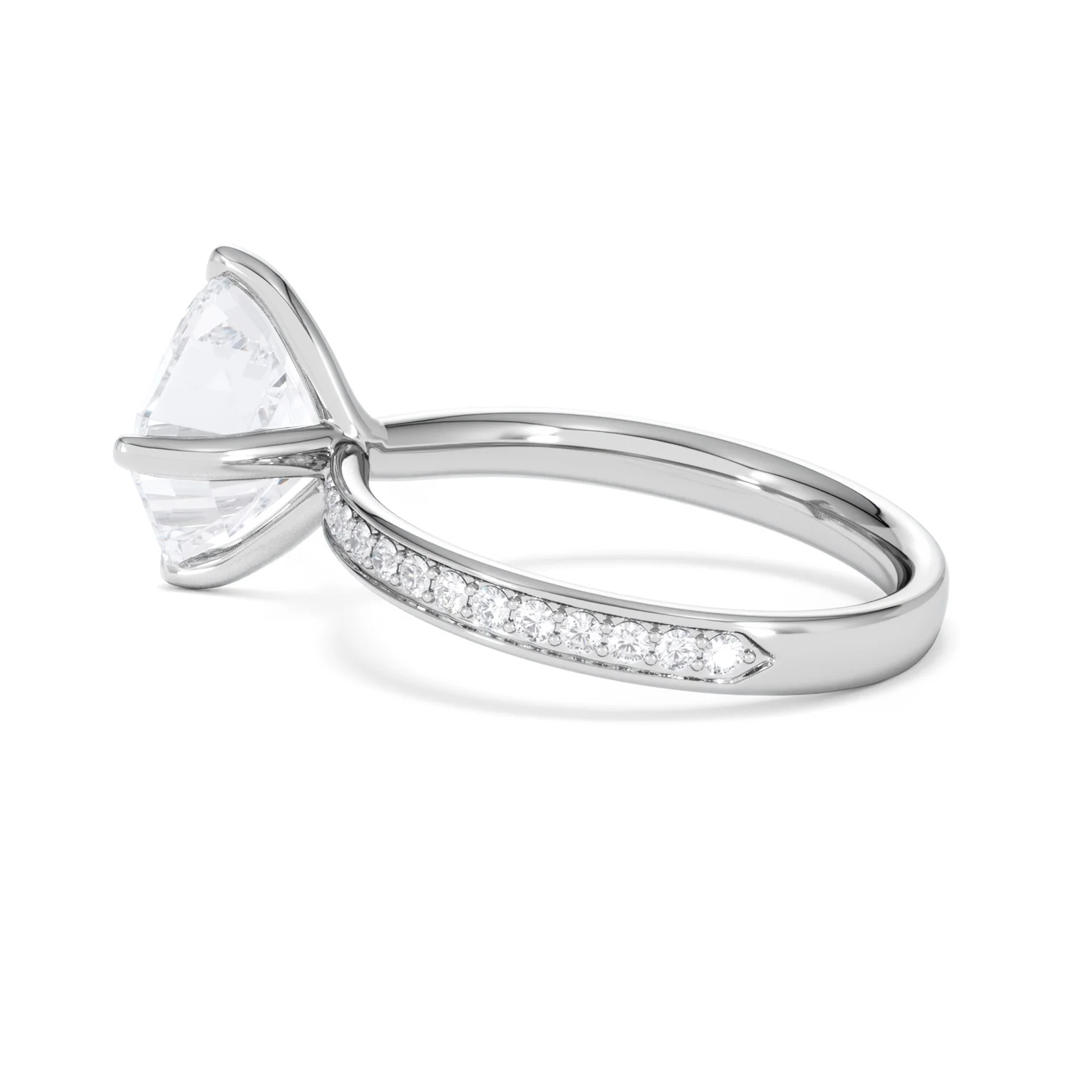 Origin Twist 3.00ct Asscher Cut Lab Diamond Solitaire Engagement Ring with Side Stones in Platinum - Image 62