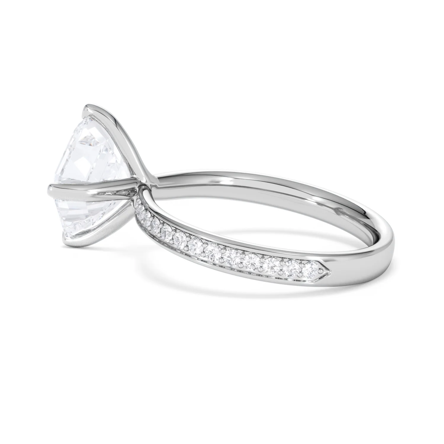 Origin Twist 3.00ct Asscher Cut Lab Diamond Solitaire Engagement Ring with Side Stones in Platinum - Image 63