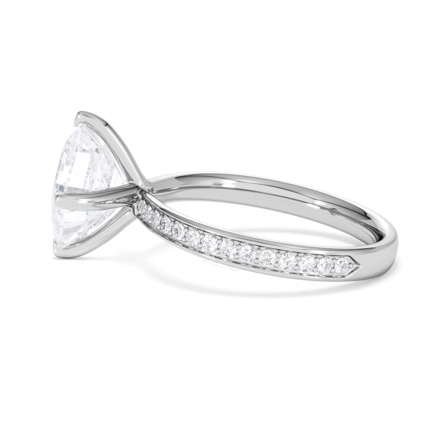 Origin Twist 3.00ct Asscher Cut Lab Diamond Solitaire Engagement Ring with Side Stones in Platinum - Image 66