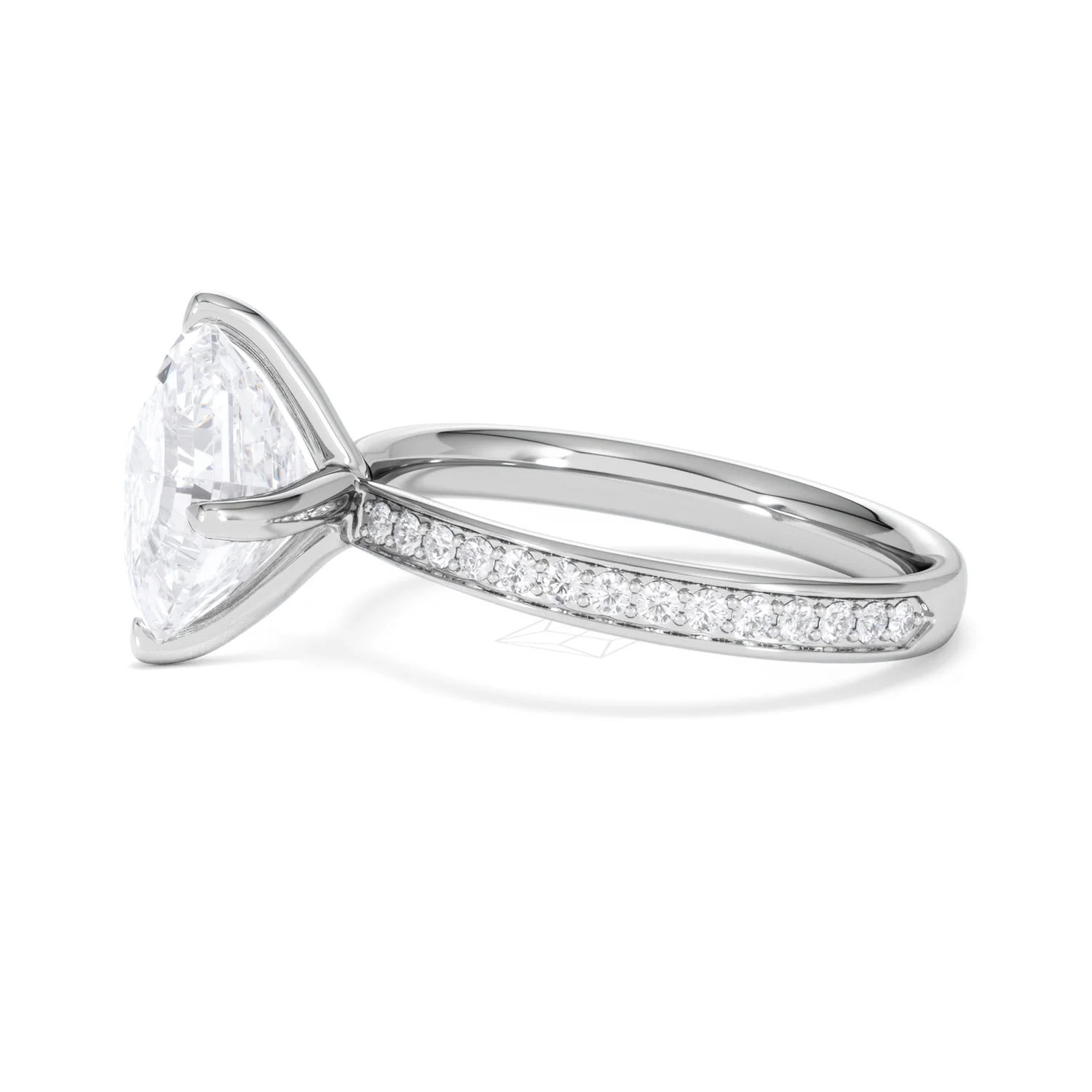 Origin Twist 3.00ct Asscher Cut Lab Diamond Solitaire Engagement Ring with Side Stones in Platinum - Image 70