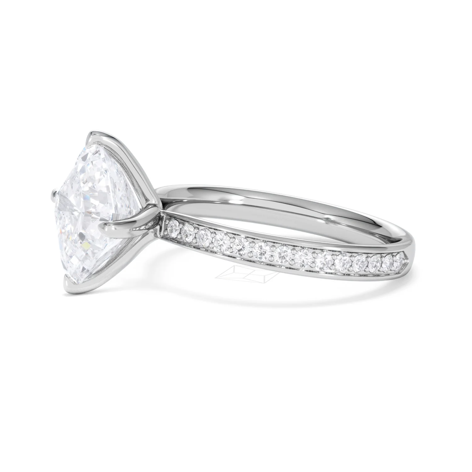 Origin Twist 3.00ct Asscher Cut Lab Diamond Solitaire Engagement Ring with Side Stones in Platinum - Image 72