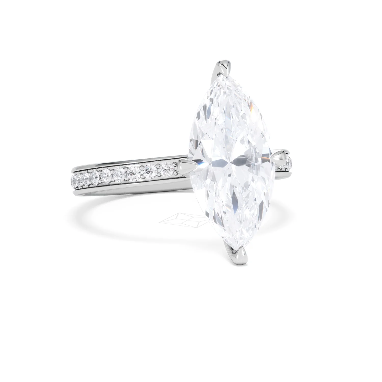 Origin Twist 3.00ct Marquise Cut Lab Diamond Solitaire Engagement Ring with Side Stones in 18K White Gold - Image 11