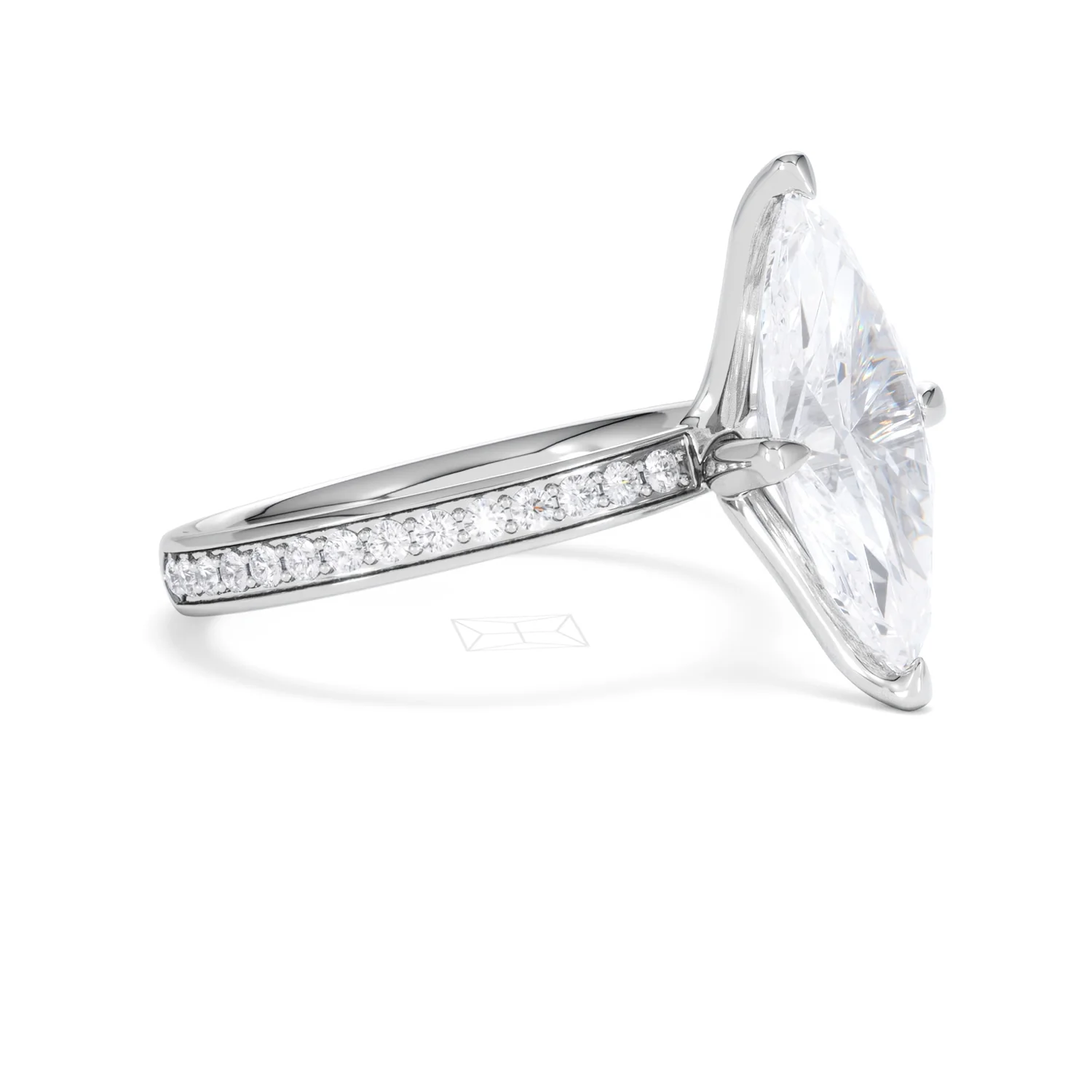 Origin Twist 3.00ct Marquise Cut Lab Diamond Solitaire Engagement Ring with Side Stones in 18K White Gold - Image 19