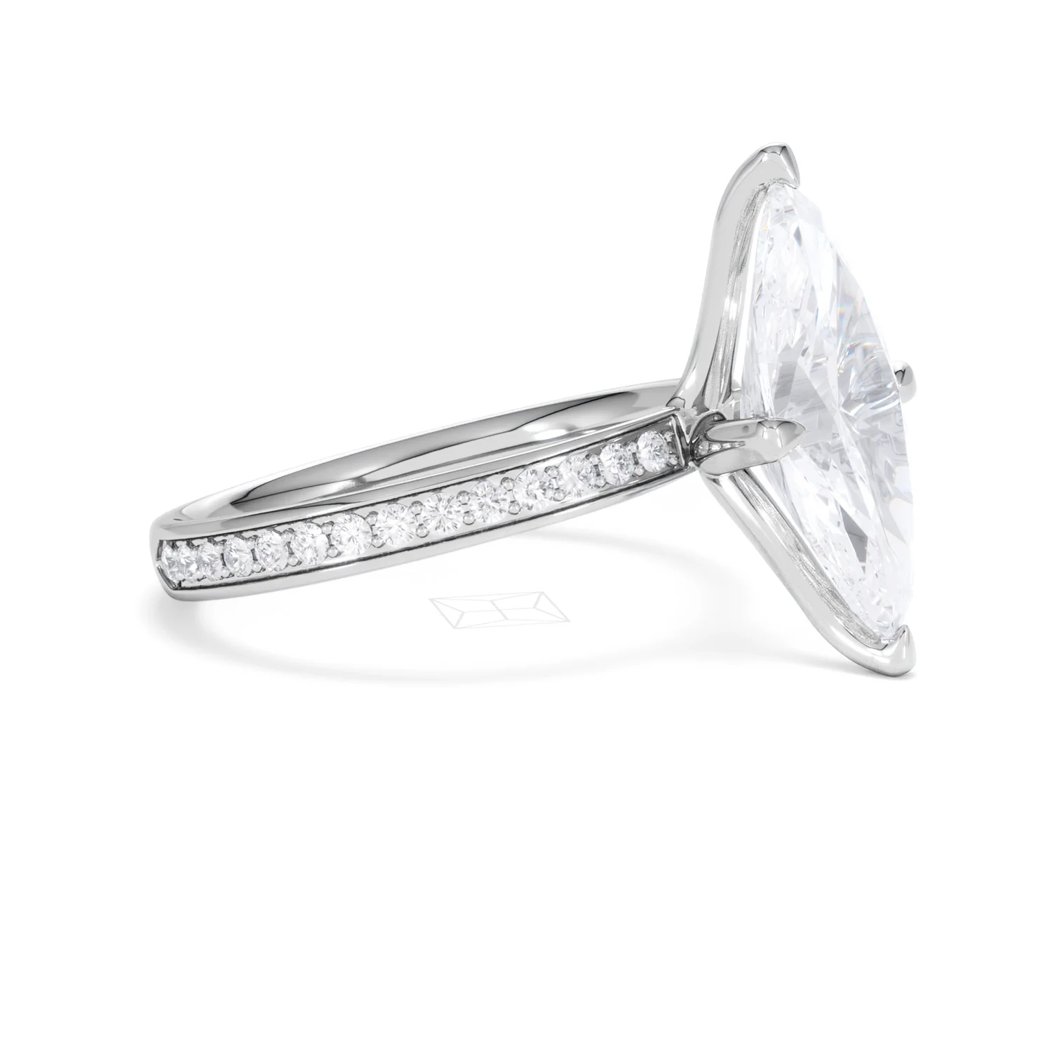 Origin Twist 3.00ct Marquise Cut Lab Diamond Solitaire Engagement Ring with Side Stones in 18K White Gold - Image 20