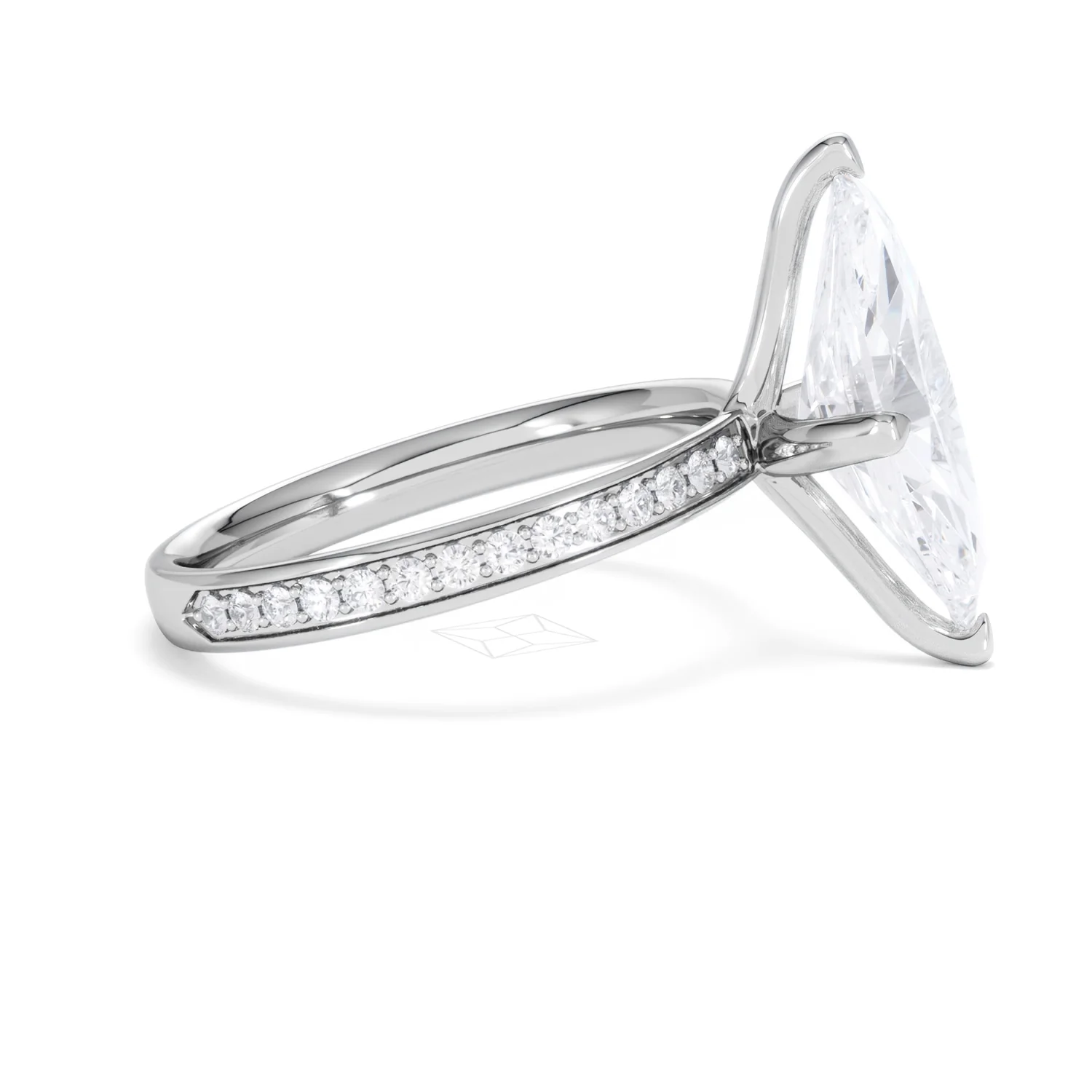 Origin Twist 3.00ct Marquise Cut Lab Diamond Solitaire Engagement Ring with Side Stones in 18K White Gold - Image 24