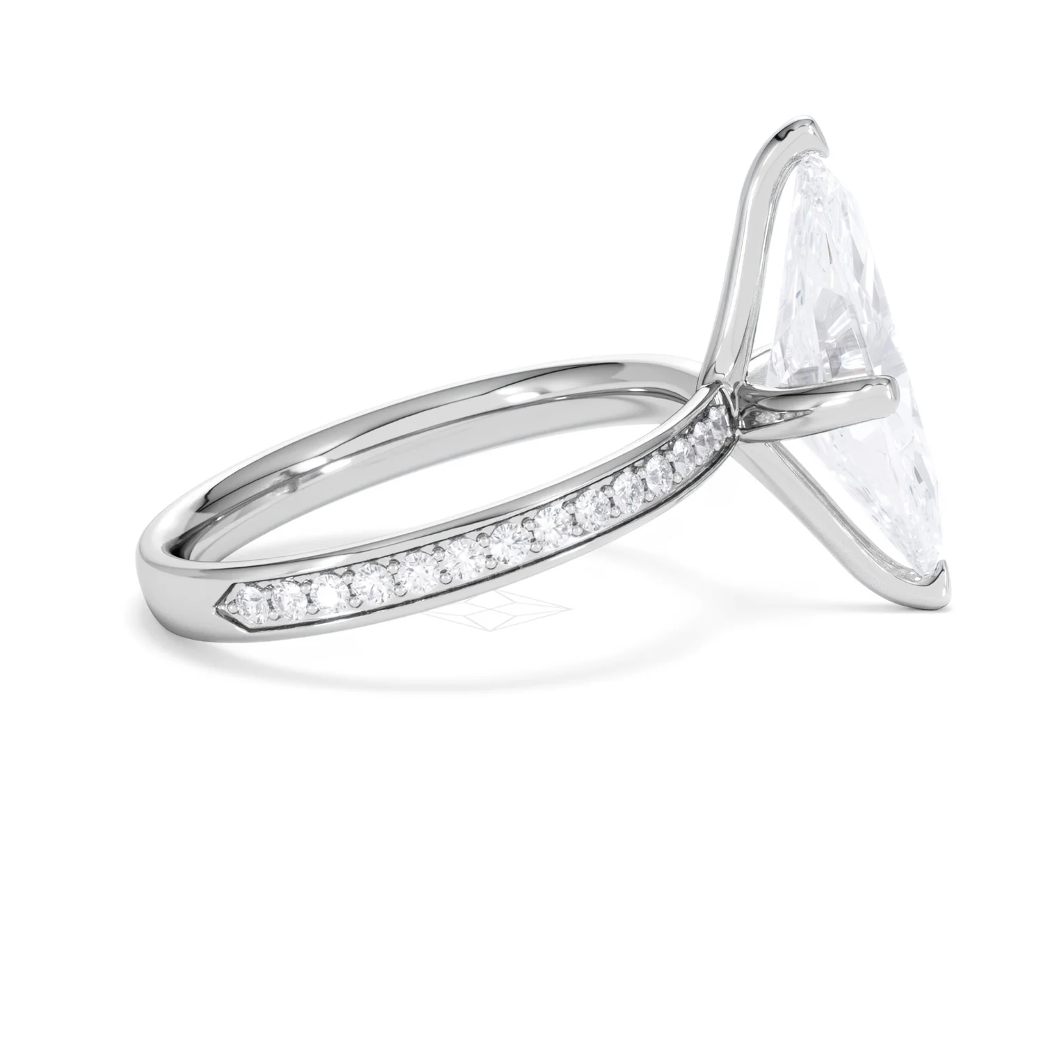 Origin Twist 3.00ct Marquise Cut Lab Diamond Solitaire Engagement Ring with Side Stones in 18K White Gold - Image 27