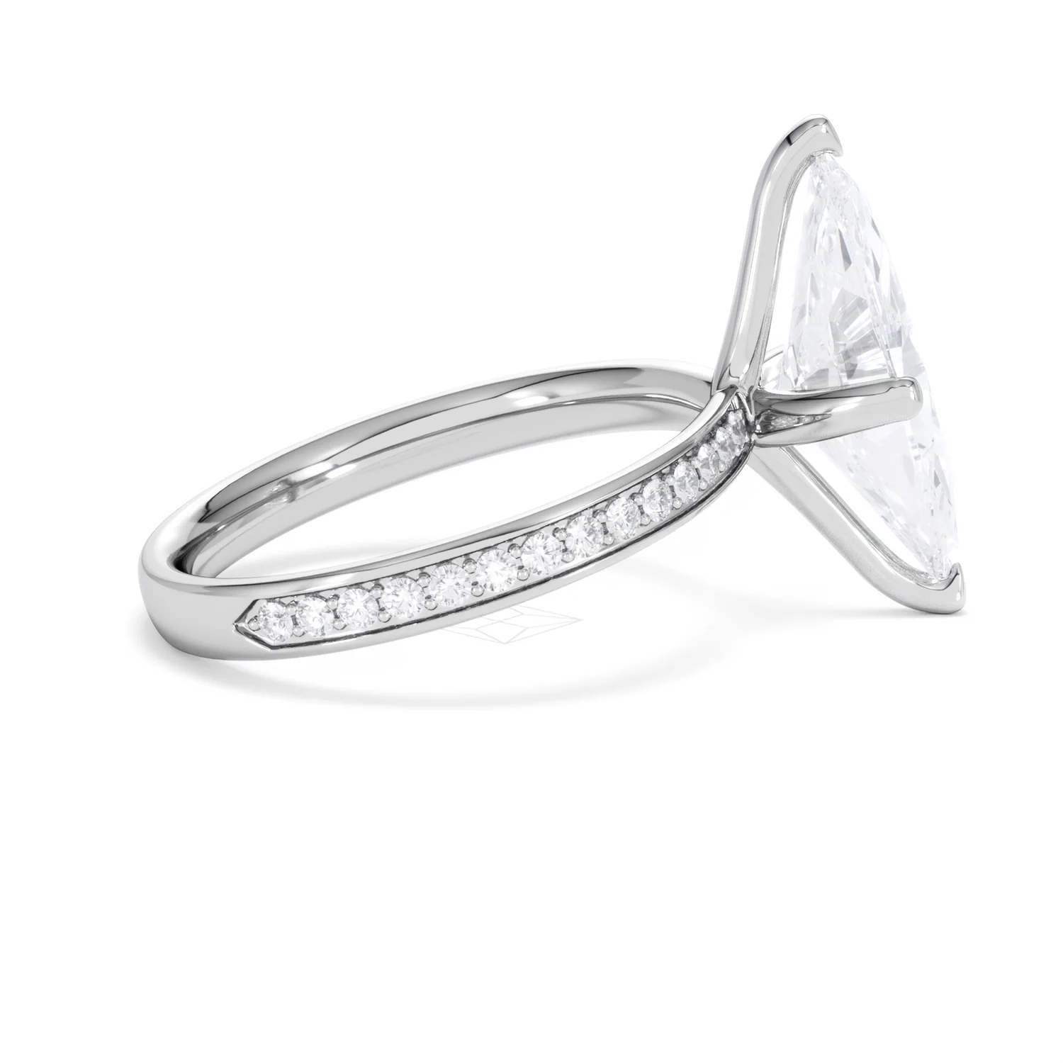 Origin Twist 3.00ct Marquise Cut Lab Diamond Solitaire Engagement Ring with Side Stones in 18K White Gold - Image 28