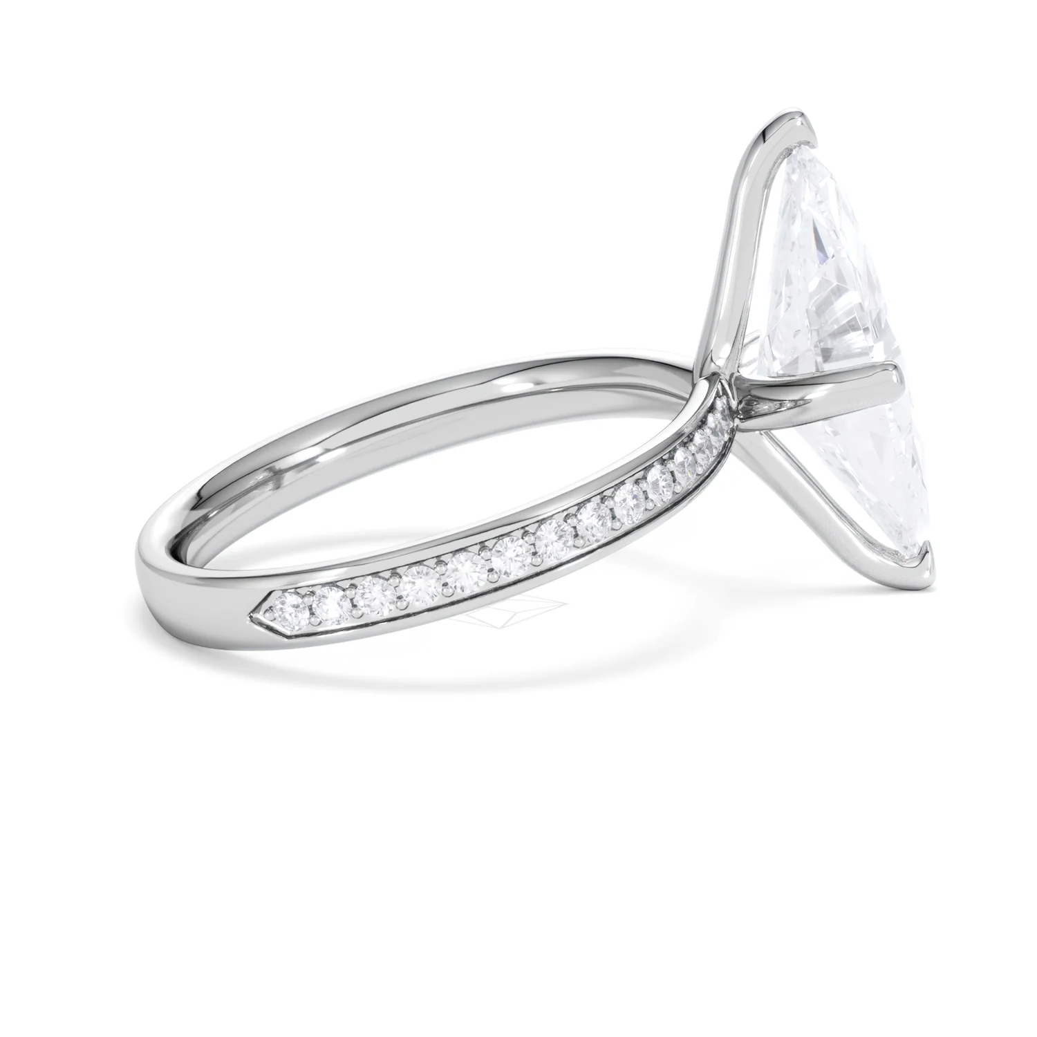 Origin Twist 3.00ct Marquise Cut Lab Diamond Solitaire Engagement Ring with Side Stones in 18K White Gold - Image 29