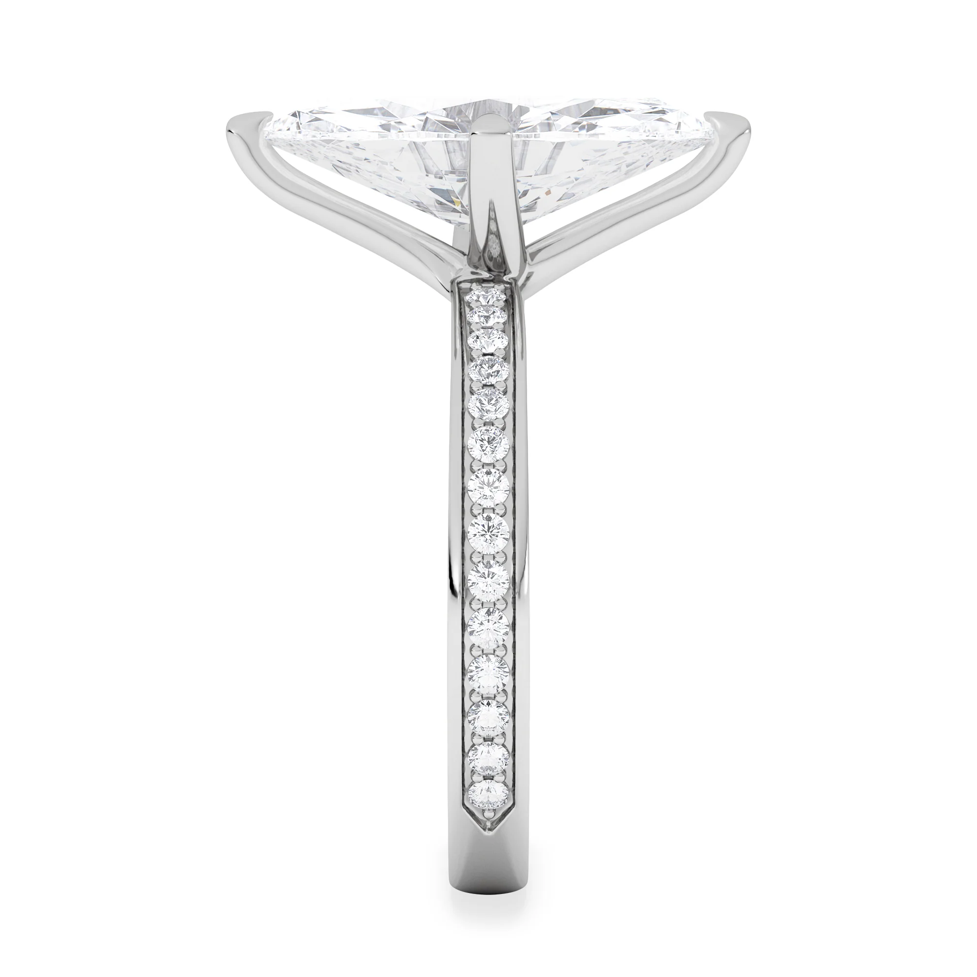 Origin Twist 3.00ct Marquise Cut Lab Diamond Solitaire Engagement Ring with Side Stones in 18K White Gold - Image 5