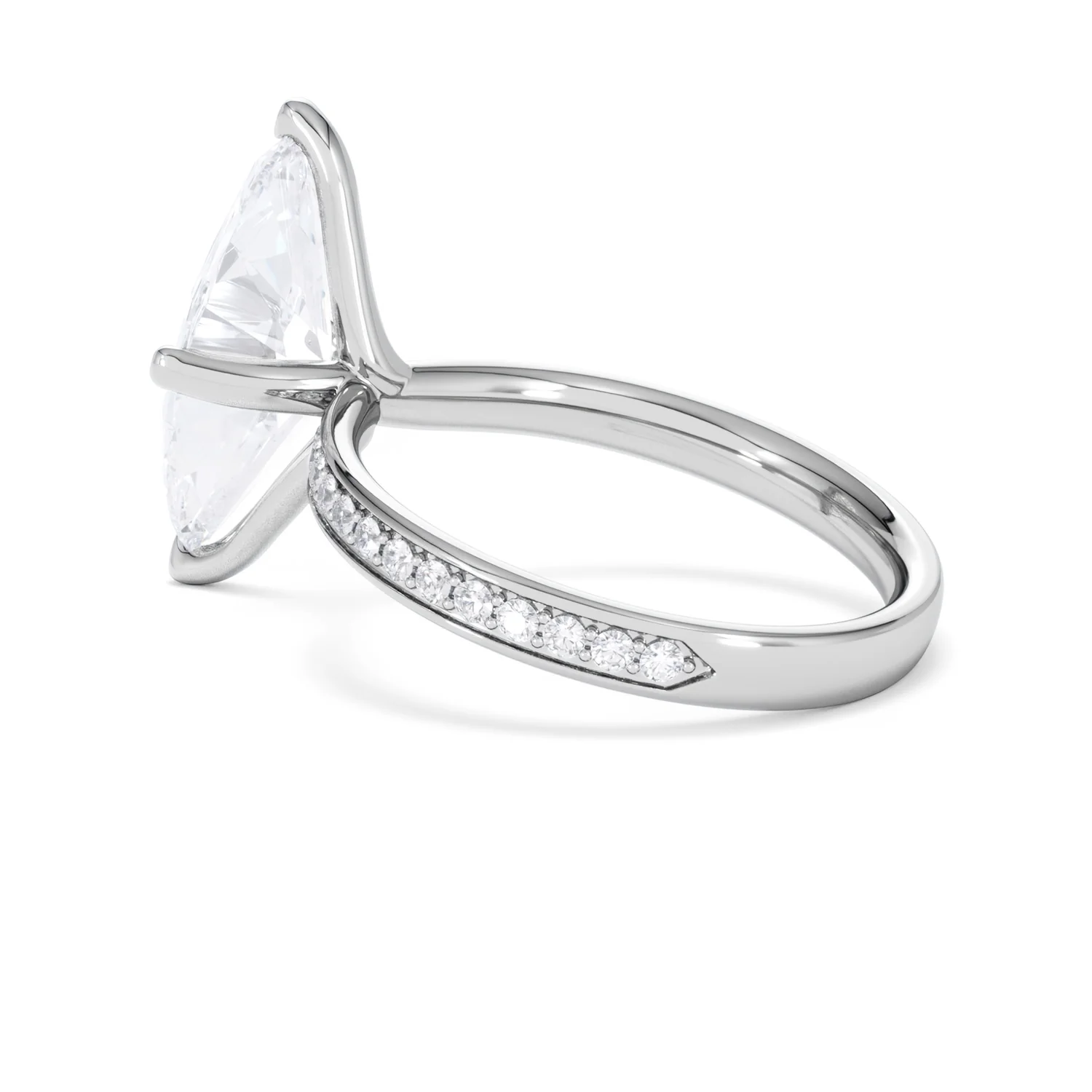 Origin Twist 3.00ct Marquise Cut Lab Diamond Solitaire Engagement Ring with Side Stones in 18K White Gold - Image 60