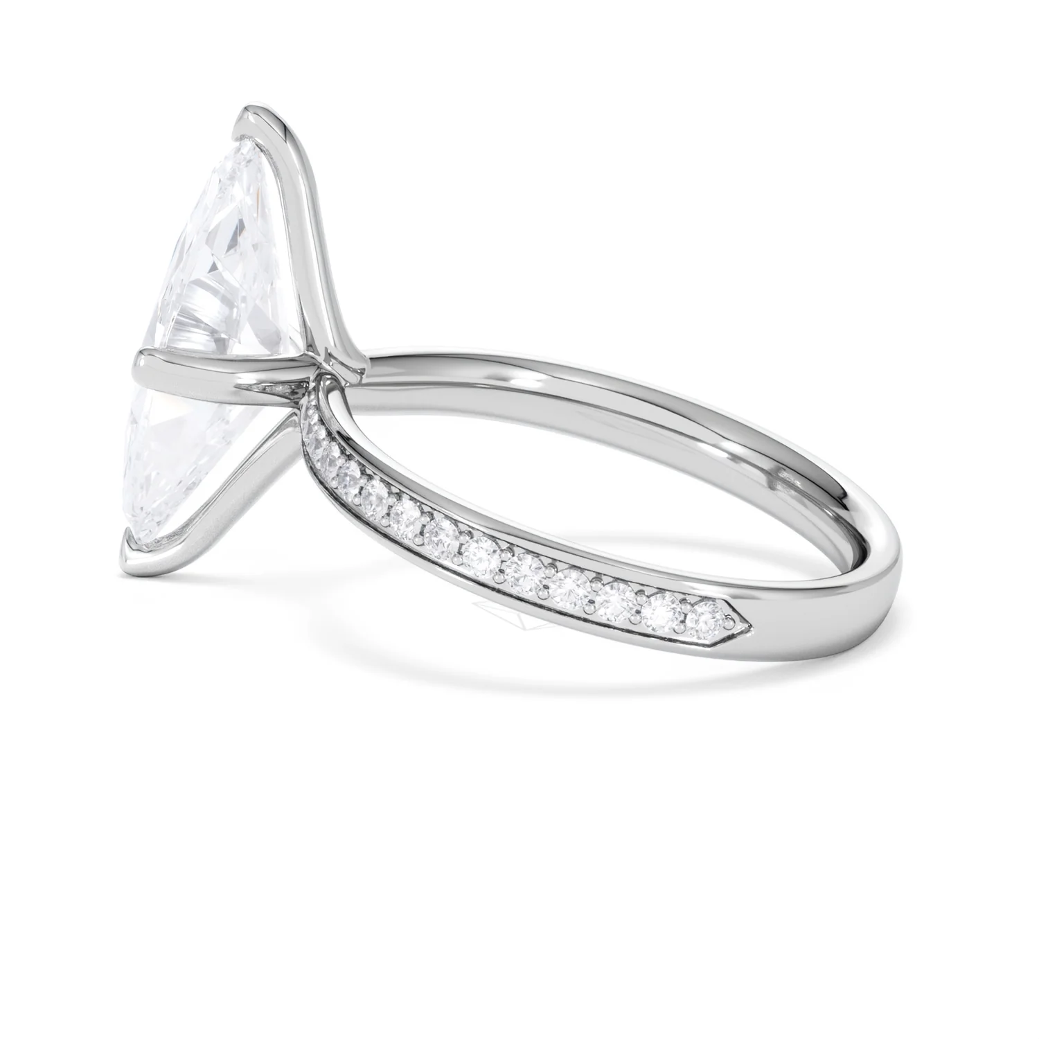 Origin Twist 3.00ct Marquise Cut Lab Diamond Solitaire Engagement Ring with Side Stones in 18K White Gold - Image 63