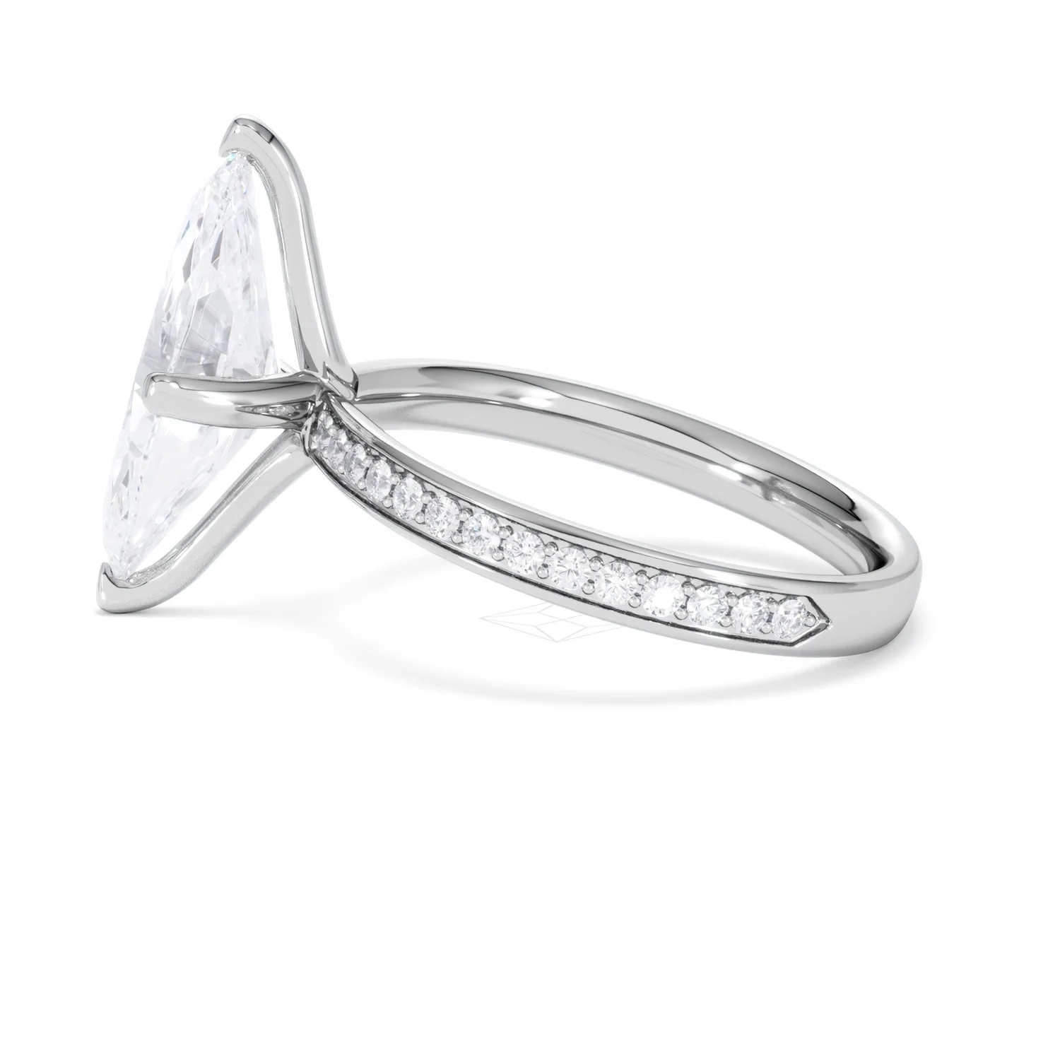Origin Twist 3.00ct Marquise Cut Lab Diamond Solitaire Engagement Ring with Side Stones in 18K White Gold - Image 66
