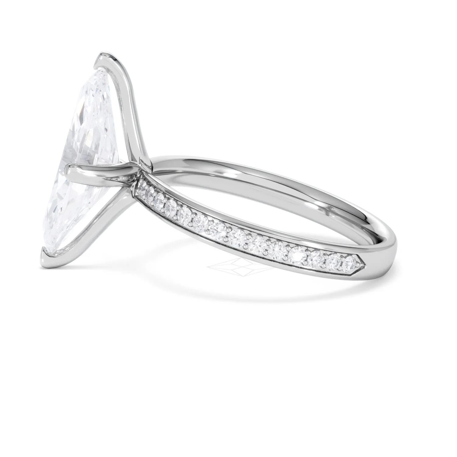 Origin Twist 3.00ct Marquise Cut Lab Diamond Solitaire Engagement Ring with Side Stones in 18K White Gold - Image 67