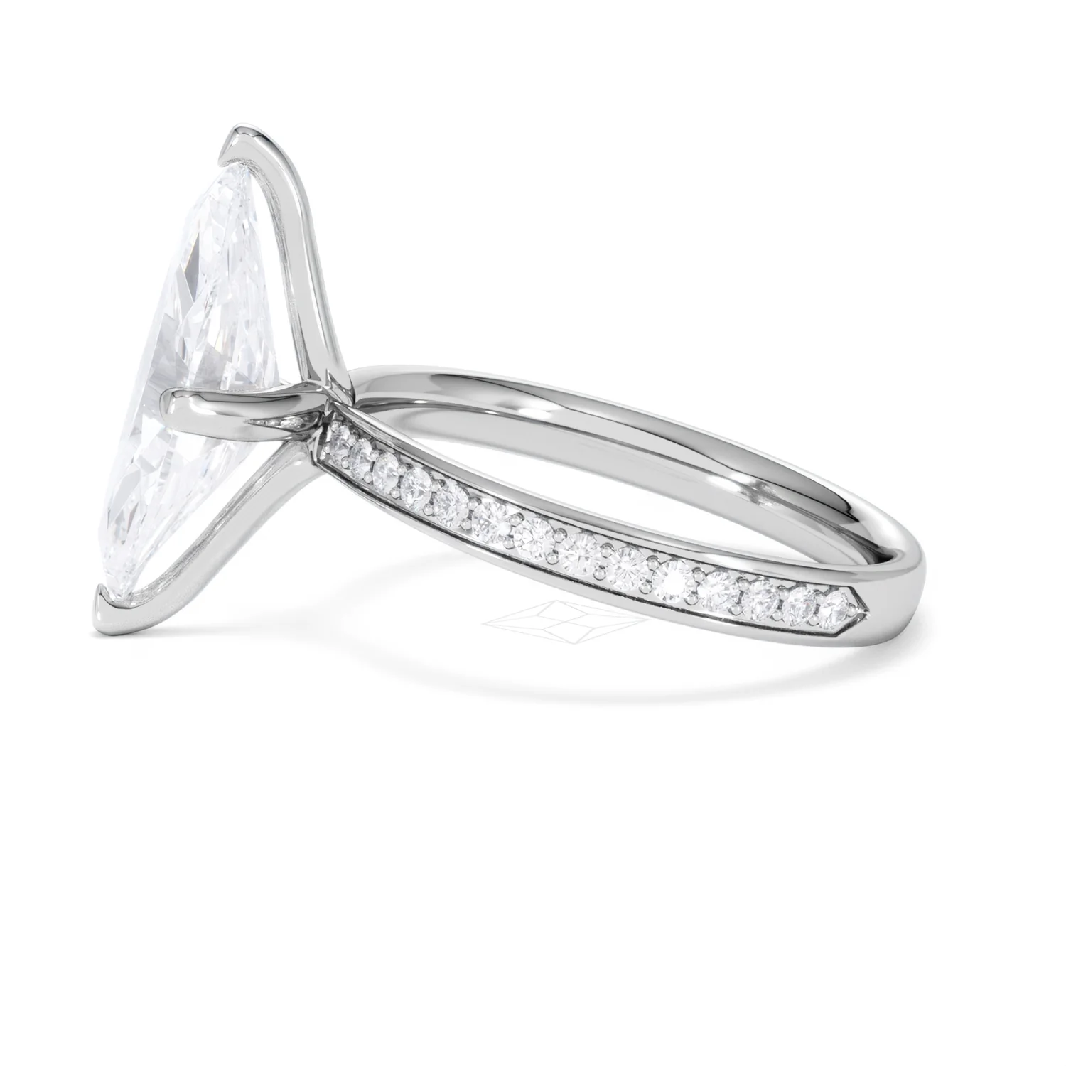 Origin Twist 3.00ct Marquise Cut Lab Diamond Solitaire Engagement Ring with Side Stones in 18K White Gold - Image 68