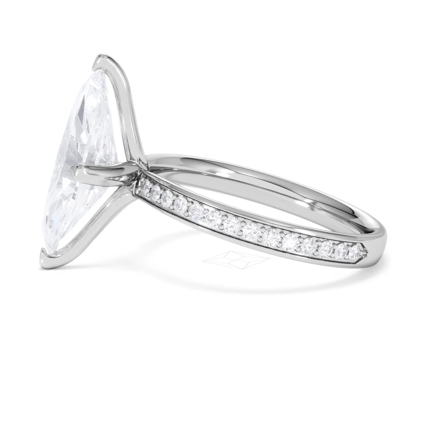 Origin Twist 3.00ct Marquise Cut Lab Diamond Solitaire Engagement Ring with Side Stones in 18K White Gold - Image 69
