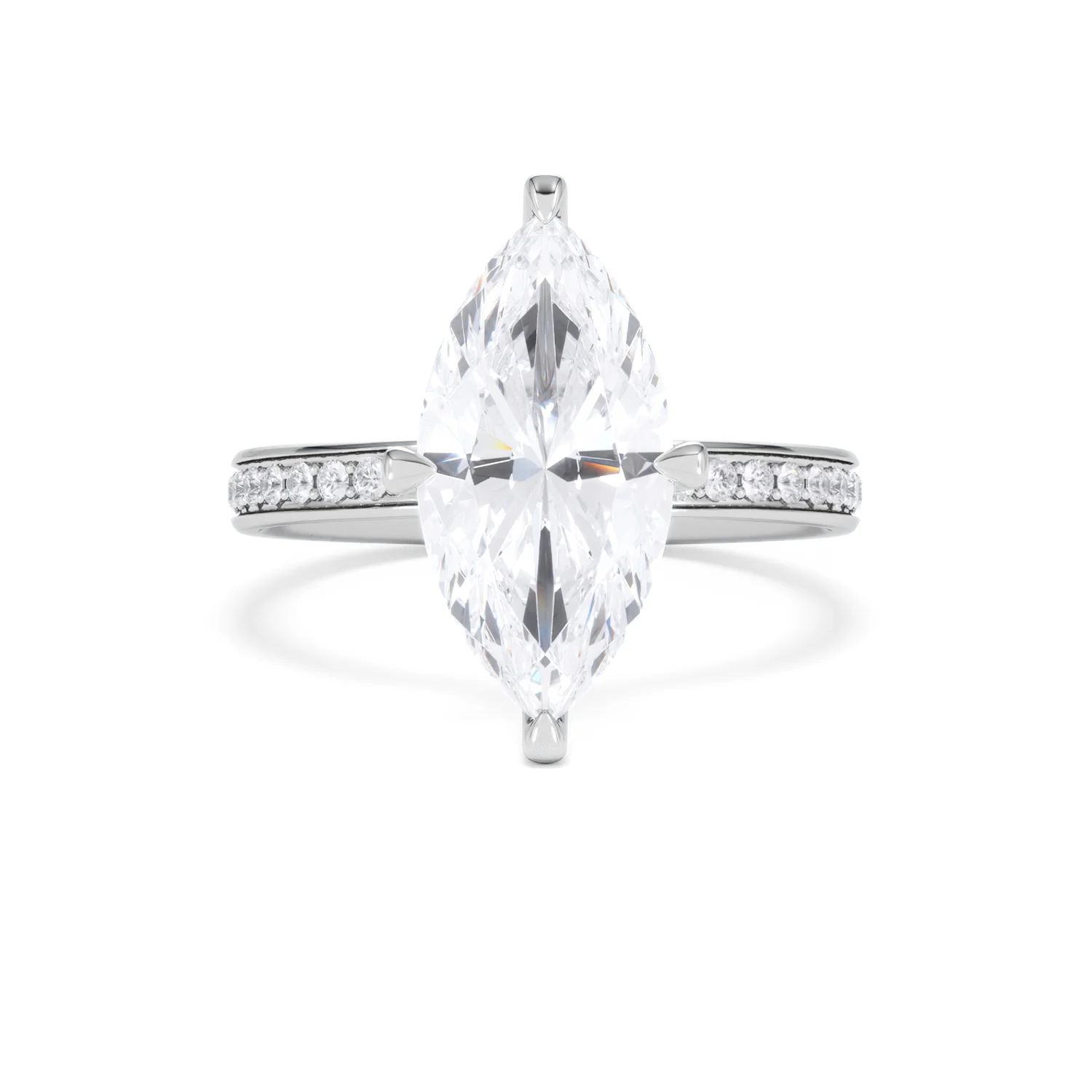 Origin Twist 3.00ct Marquise Cut Lab Diamond Solitaire Engagement Ring with Side Stones in 18K White Gold - Image 7
