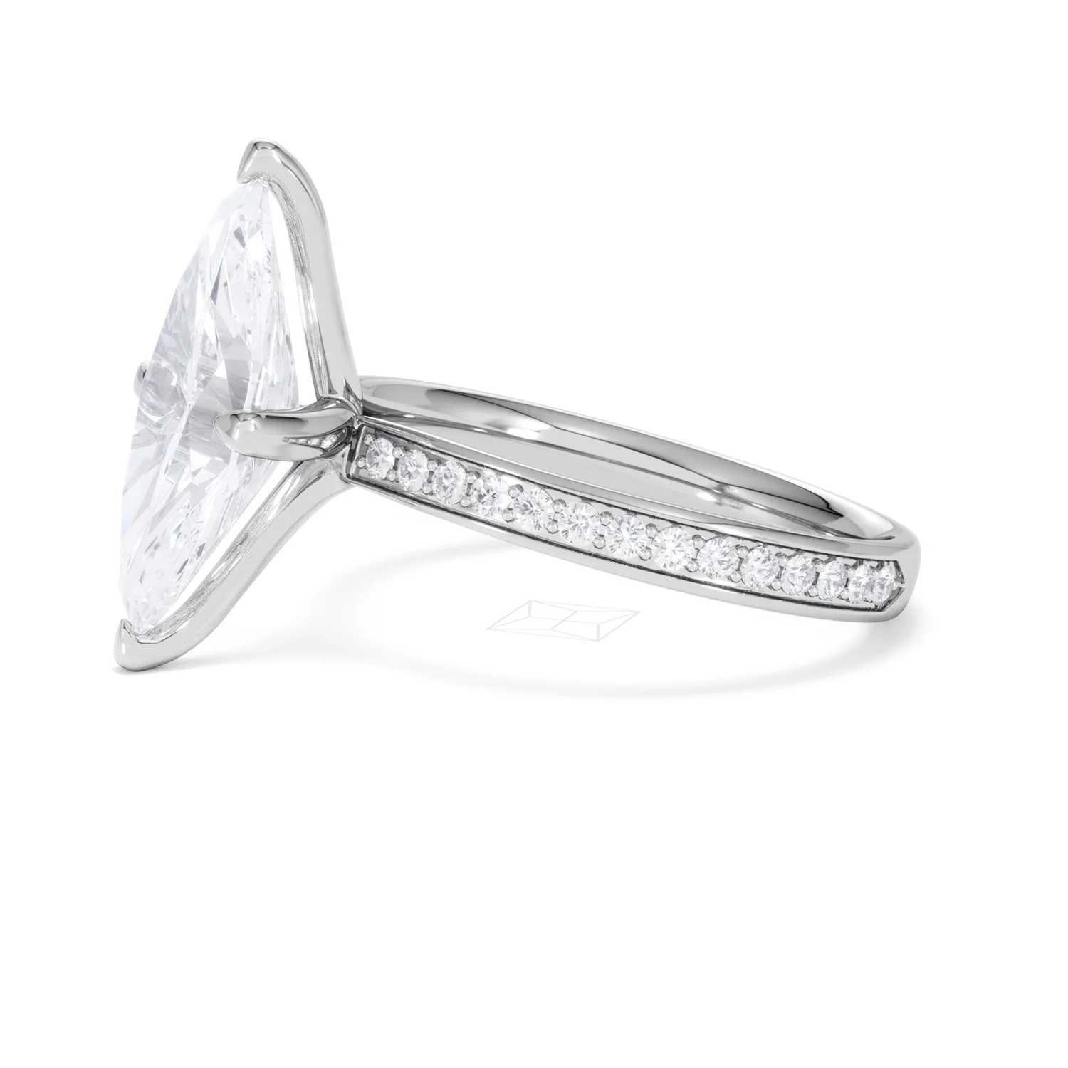 Origin Twist 3.00ct Marquise Cut Lab Diamond Solitaire Engagement Ring with Side Stones in 18K White Gold - Image 72
