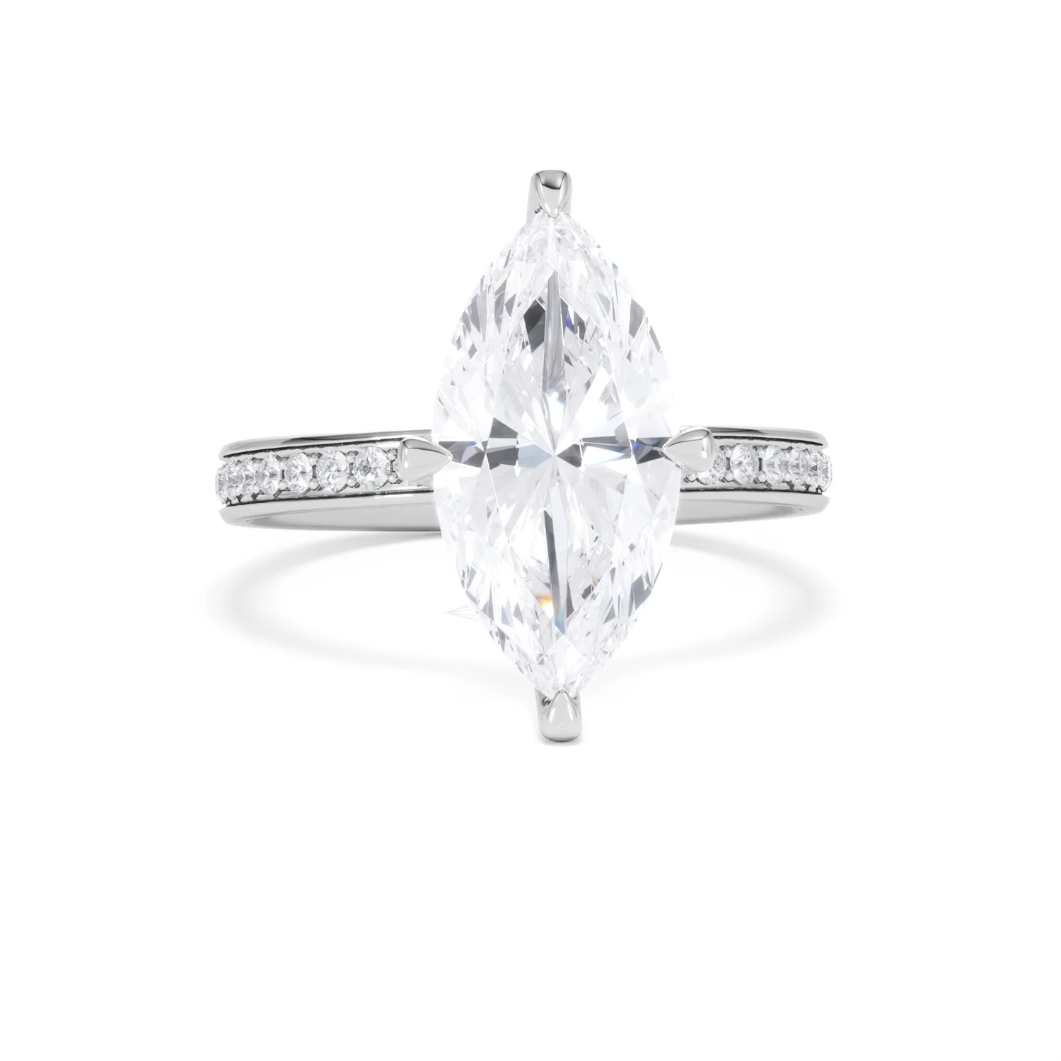 Origin Twist 3.00ct Marquise Cut Lab Diamond Solitaire Engagement Ring with Side Stones in 18K White Gold - Image 8