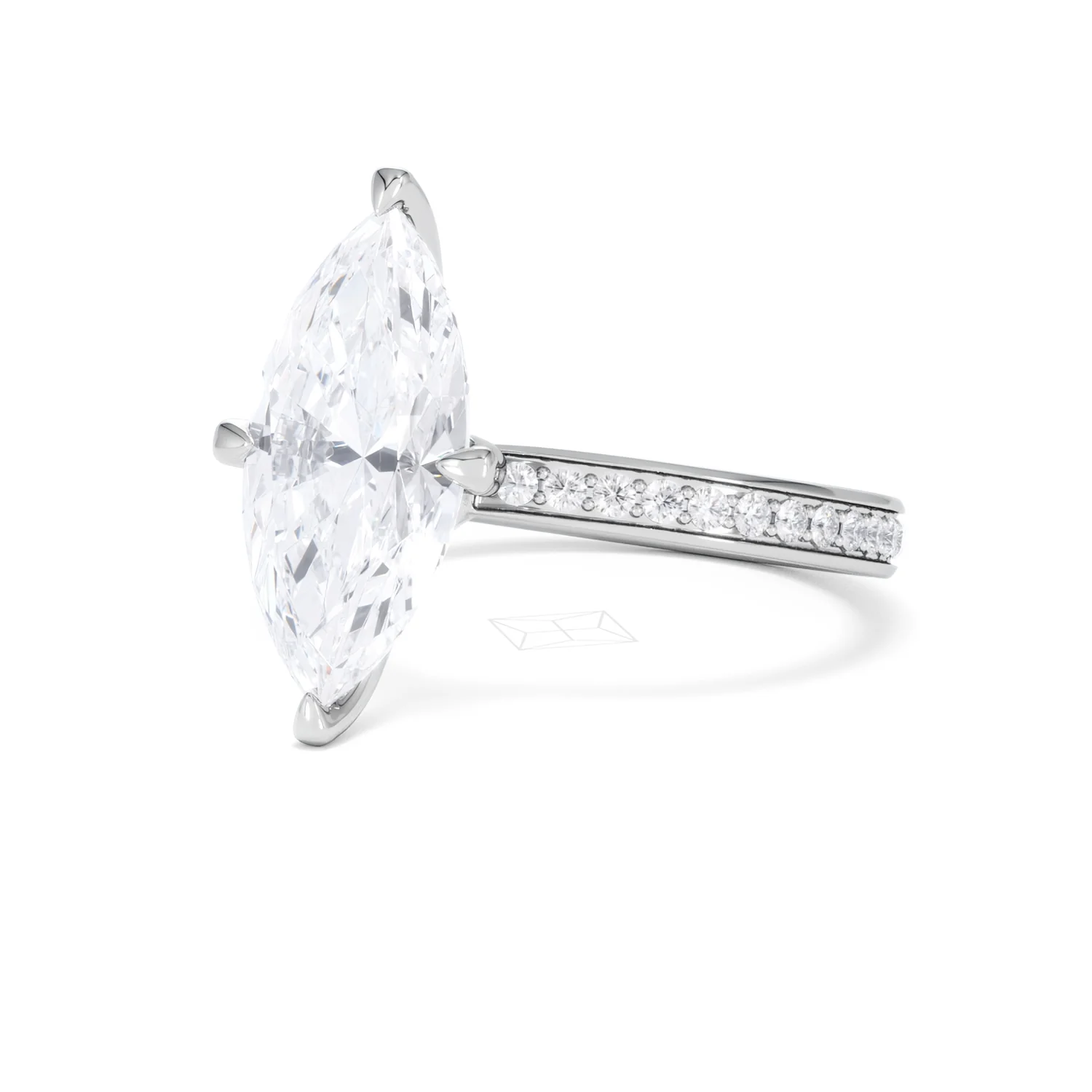 Origin Twist 3.00ct Marquise Cut Lab Diamond Solitaire Engagement Ring with Side Stones in 18K White Gold - Image 80