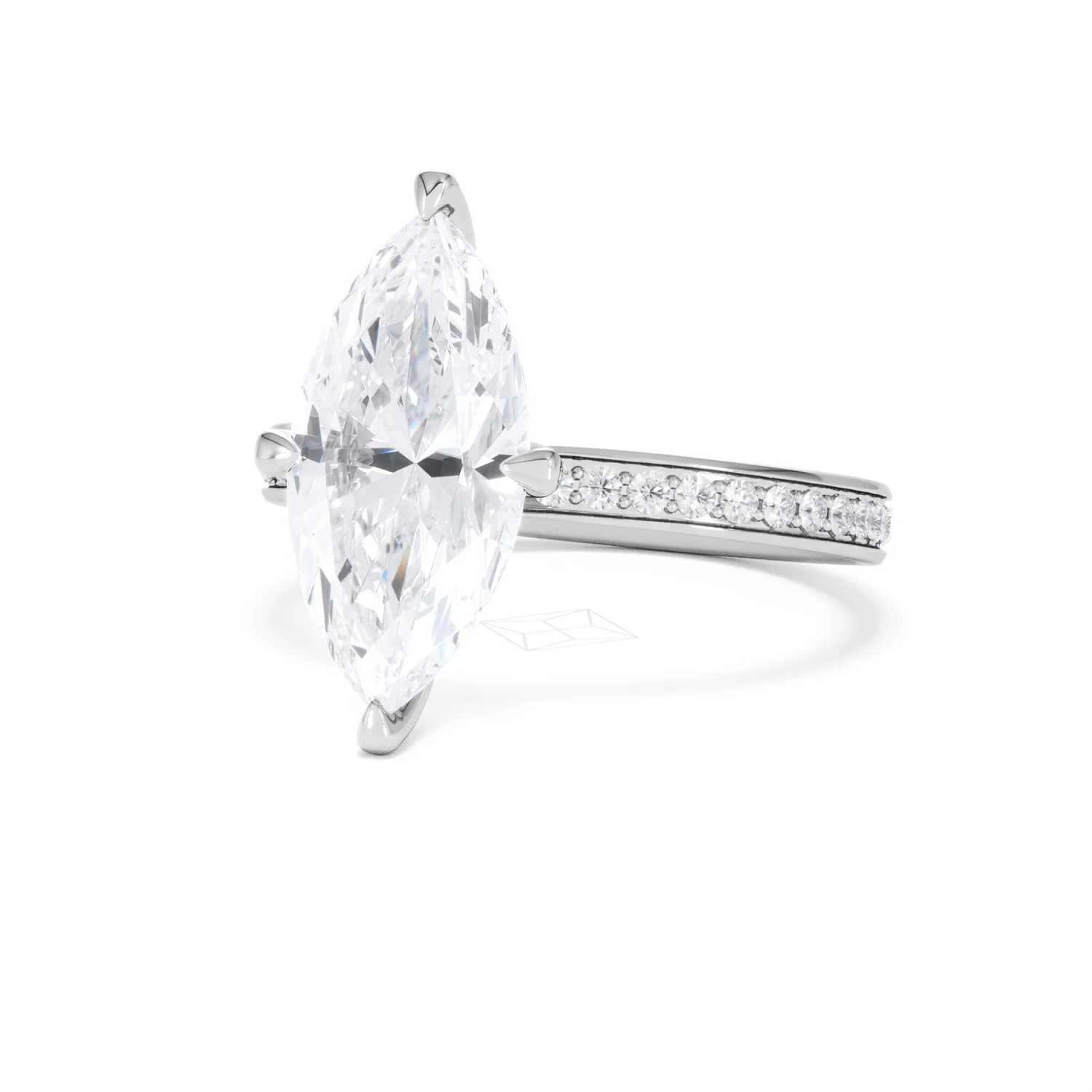 Origin Twist 3.00ct Marquise Cut Lab Diamond Solitaire Engagement Ring with Side Stones in 18K White Gold - Image 82