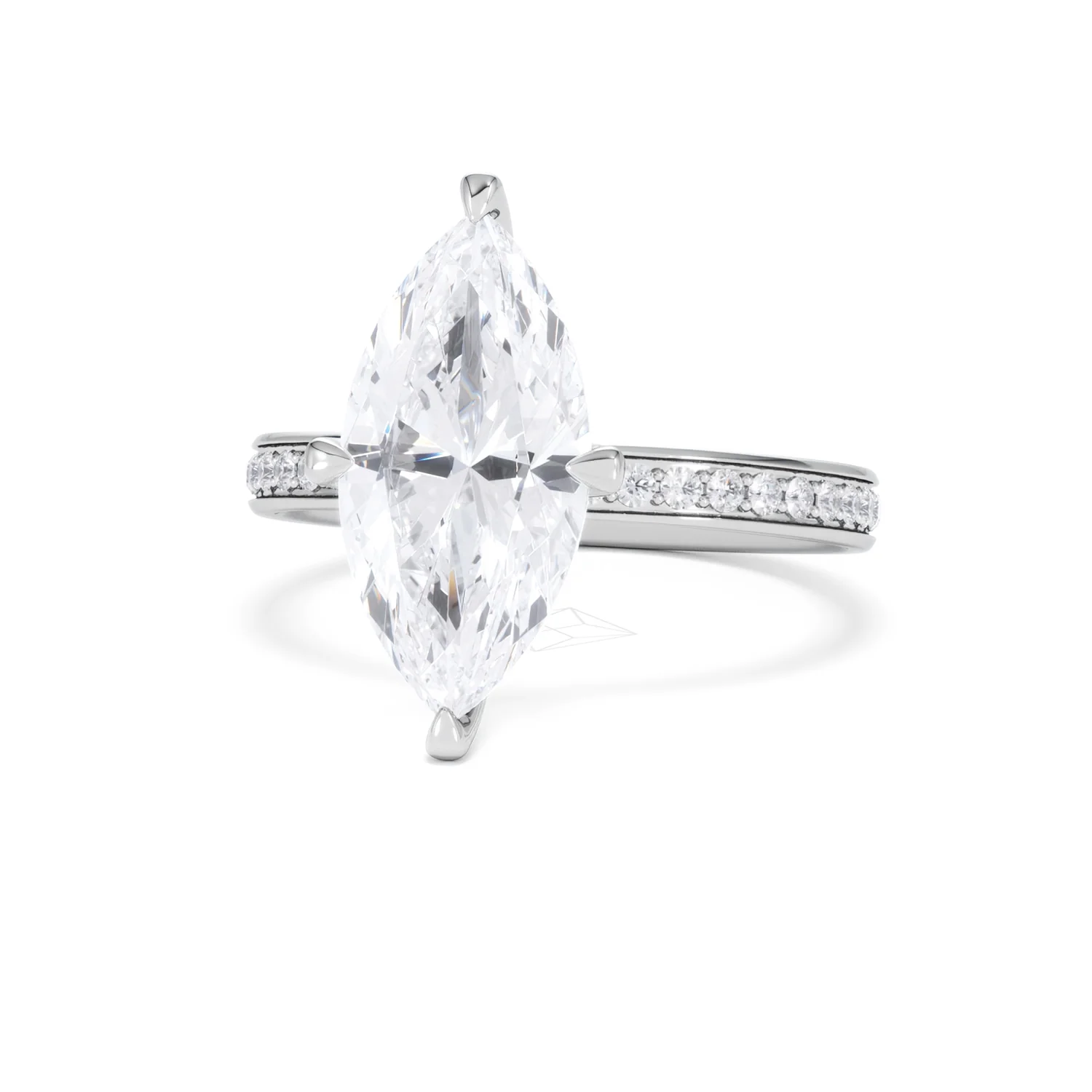 Origin Twist 3.00ct Marquise Cut Lab Diamond Solitaire Engagement Ring with Side Stones in 18K White Gold - Image 84