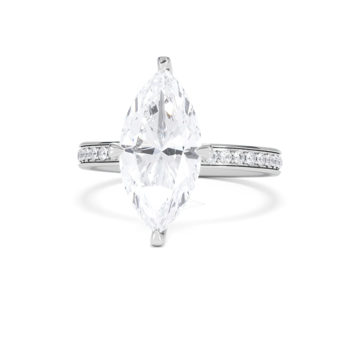 Origin Twist 3.00ct Marquise Cut Lab Diamond Solitaire Engagement Ring with Side Stones in 18K White Gold - Image 85