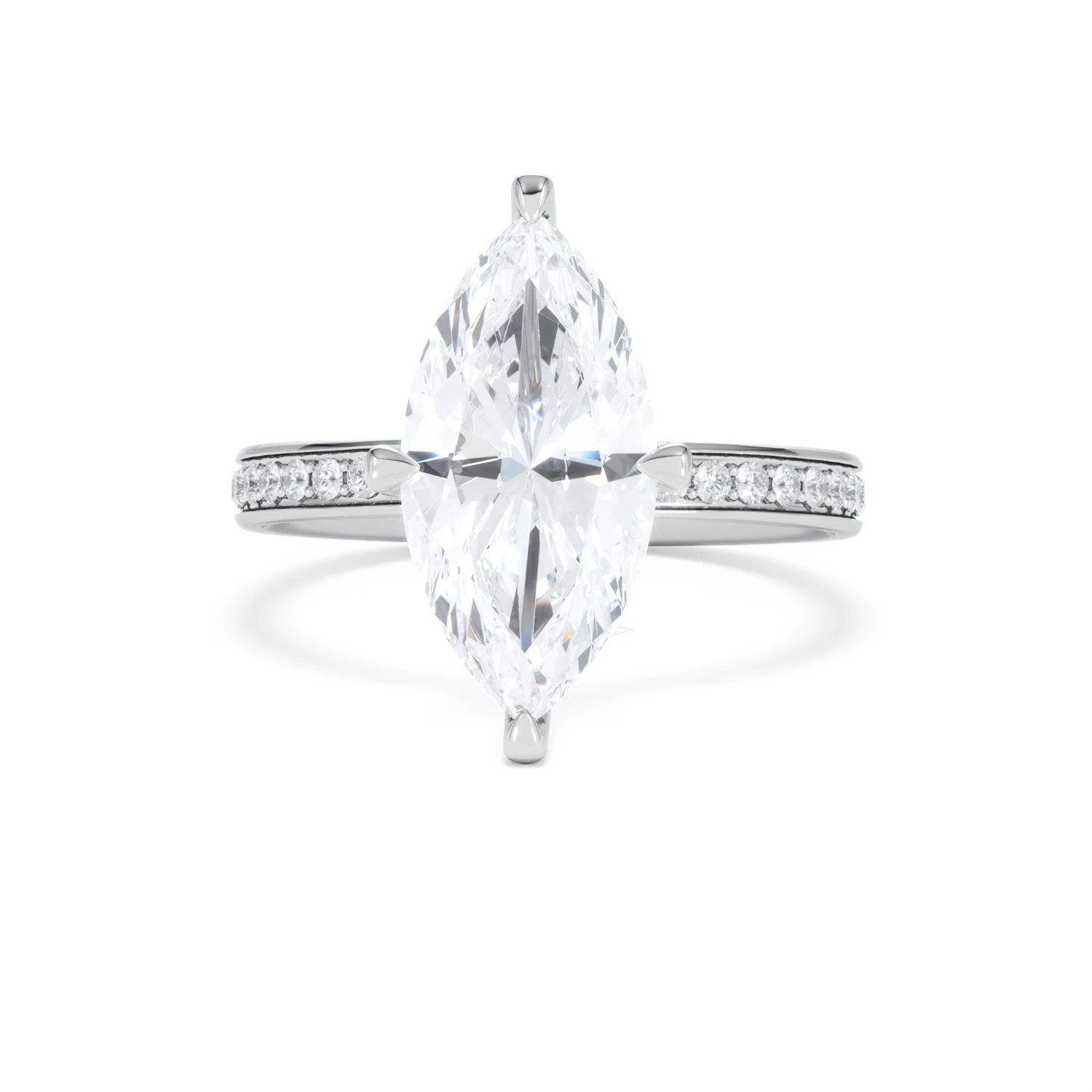 Origin Twist 3.00ct Marquise Cut Lab Diamond Solitaire Engagement Ring with Side Stones in 18K White Gold - Image 86