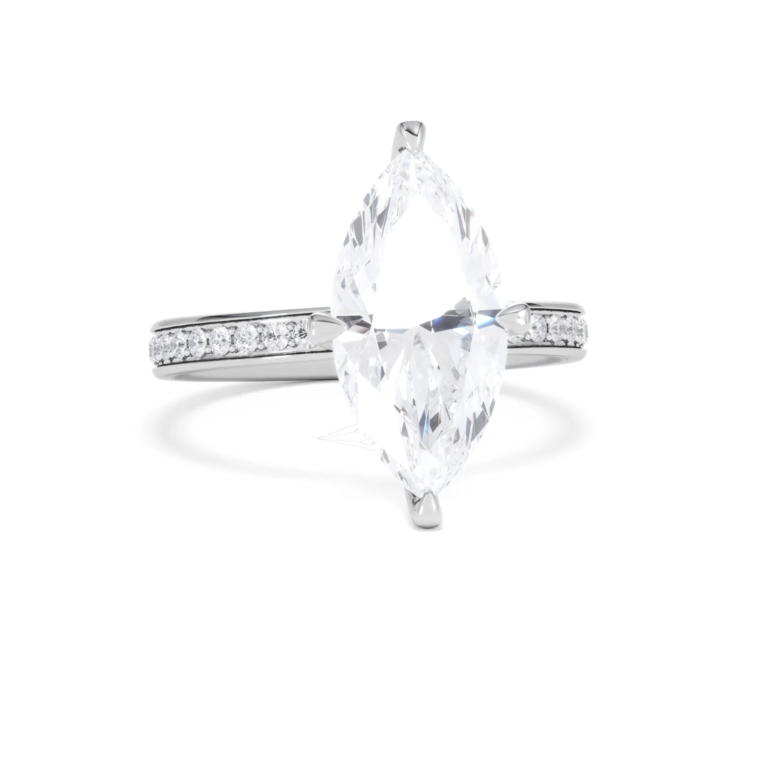 Origin Twist 3.00ct Marquise Cut Lab Diamond Solitaire Engagement Ring with Side Stones in 18K White Gold - Image 9
