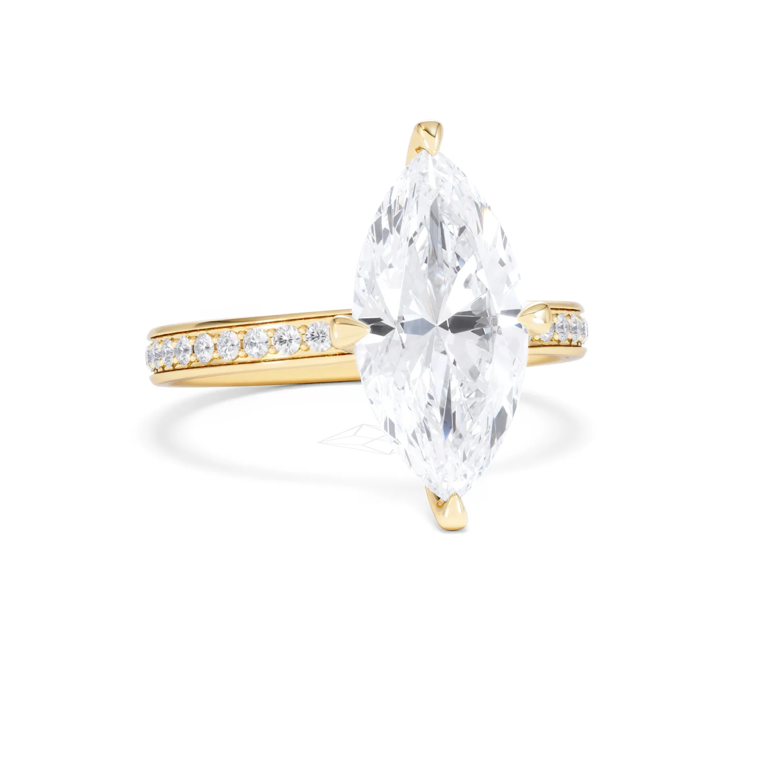 Origin Twist 3.00ct Marquise Cut Lab Diamond Solitaire Engagement Ring with Side Stones in 18K Yellow Gold - Image 10