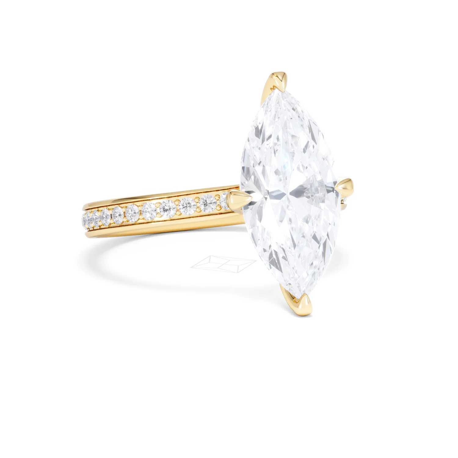 Origin Twist 3.00ct Marquise Cut Lab Diamond Solitaire Engagement Ring with Side Stones in 18K Yellow Gold - Image 12