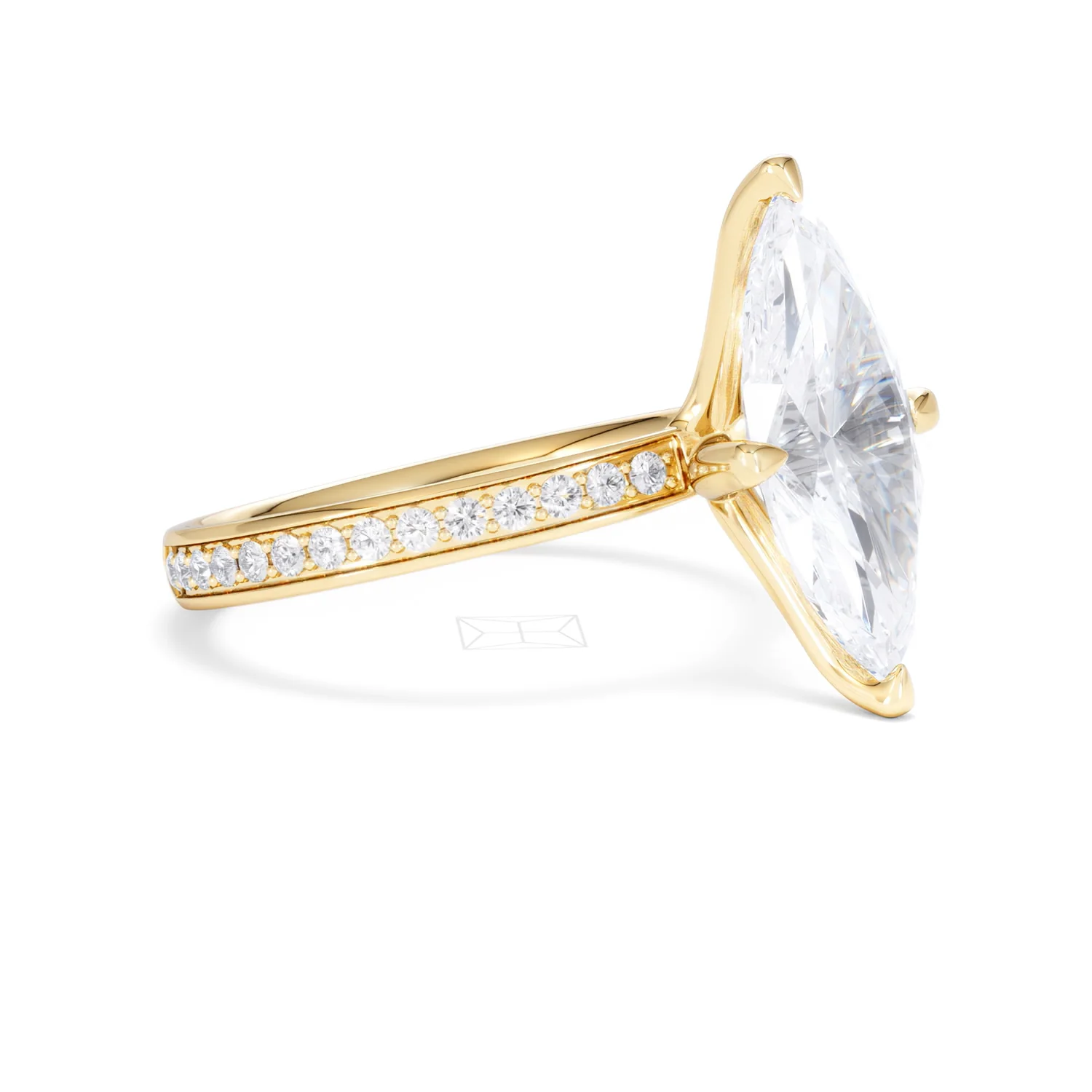 Origin Twist 3.00ct Marquise Cut Lab Diamond Solitaire Engagement Ring with Side Stones in 18K Yellow Gold - Image 18
