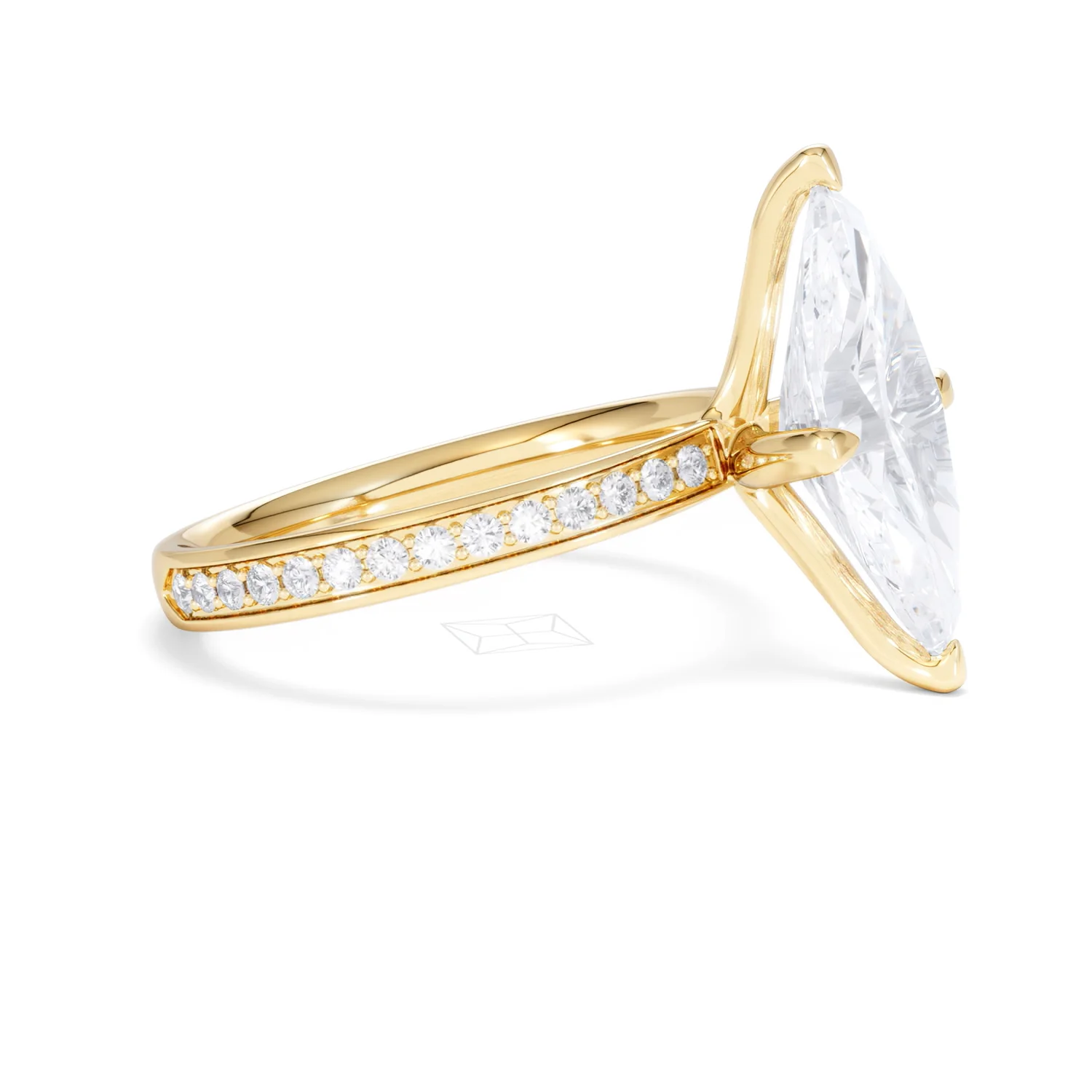 Origin Twist 3.00ct Marquise Cut Lab Diamond Solitaire Engagement Ring with Side Stones in 18K Yellow Gold - Image 21