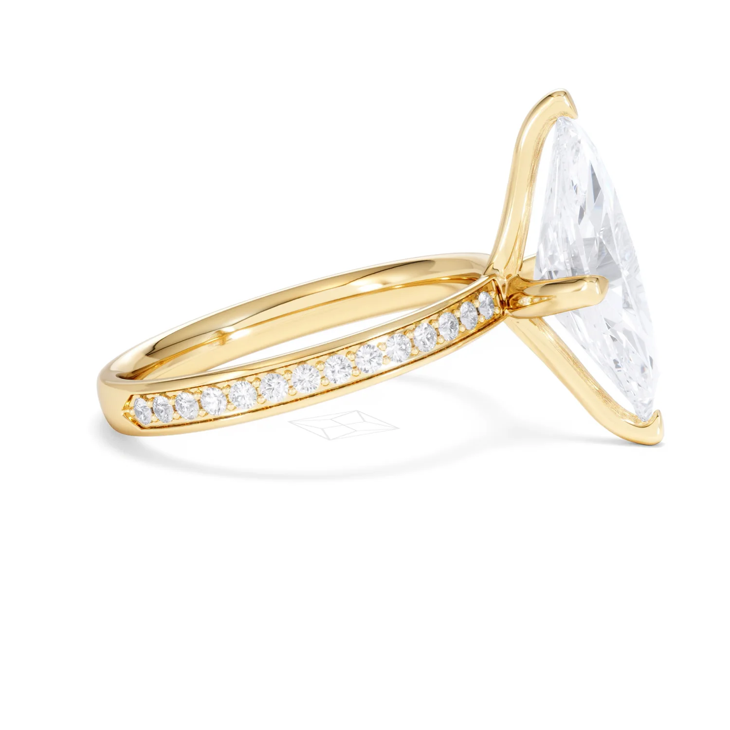 Origin Twist 3.00ct Marquise Cut Lab Diamond Solitaire Engagement Ring with Side Stones in 18K Yellow Gold - Image 24