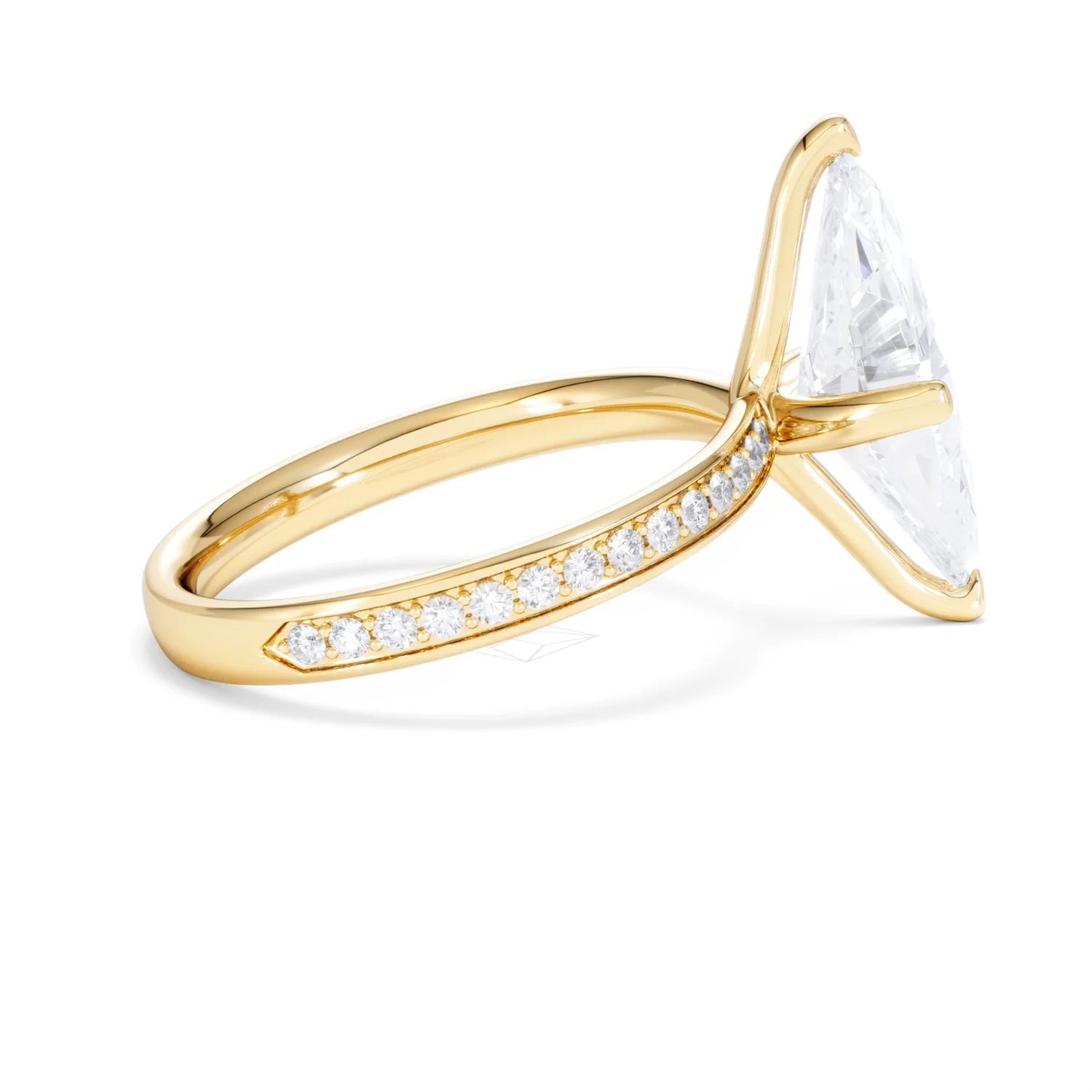 Origin Twist 3.00ct Marquise Cut Lab Diamond Solitaire Engagement Ring with Side Stones in 18K Yellow Gold - Image 29