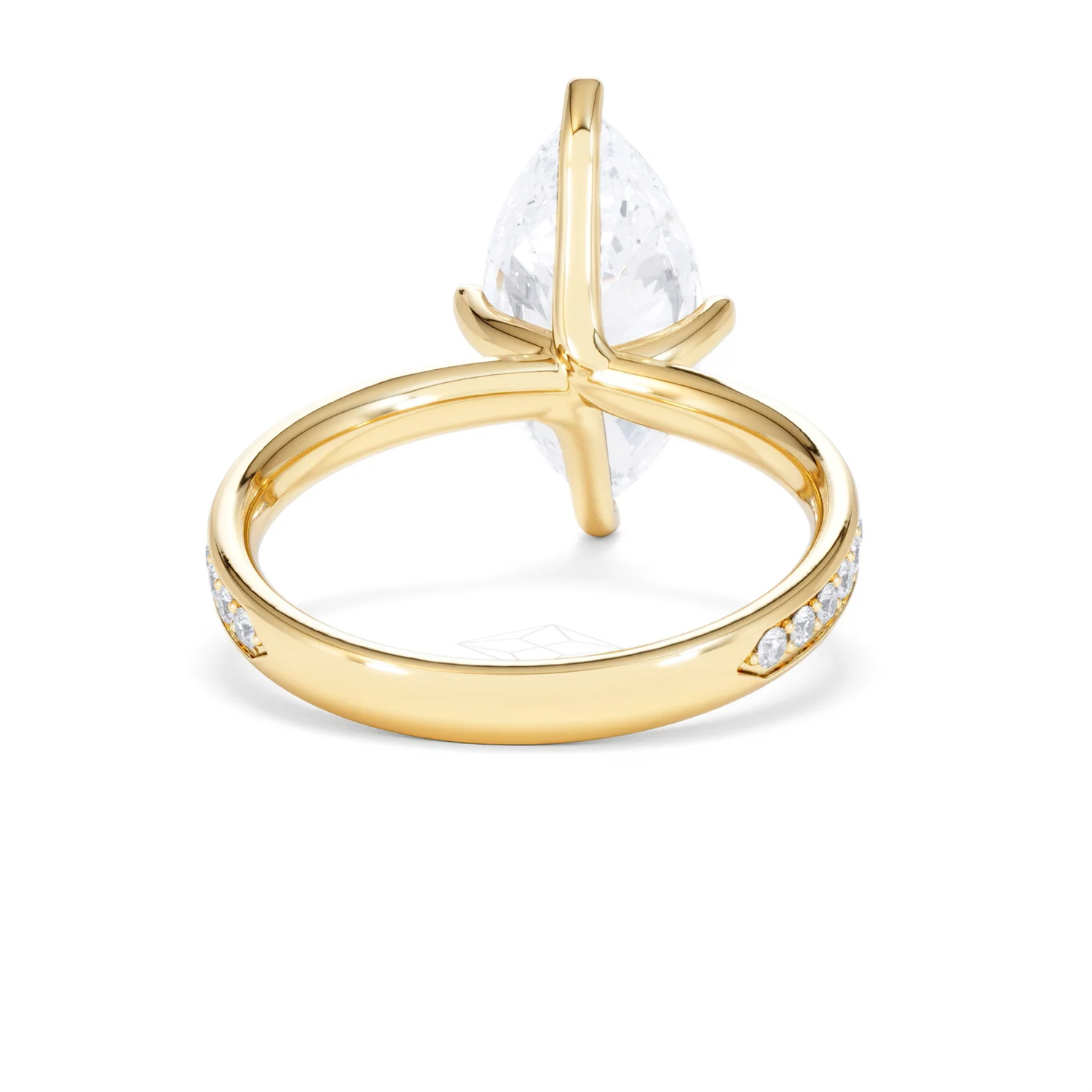 Origin Twist 3.00ct Marquise Cut Lab Diamond Solitaire Engagement Ring with Side Stones in 18K Yellow Gold - Image 45